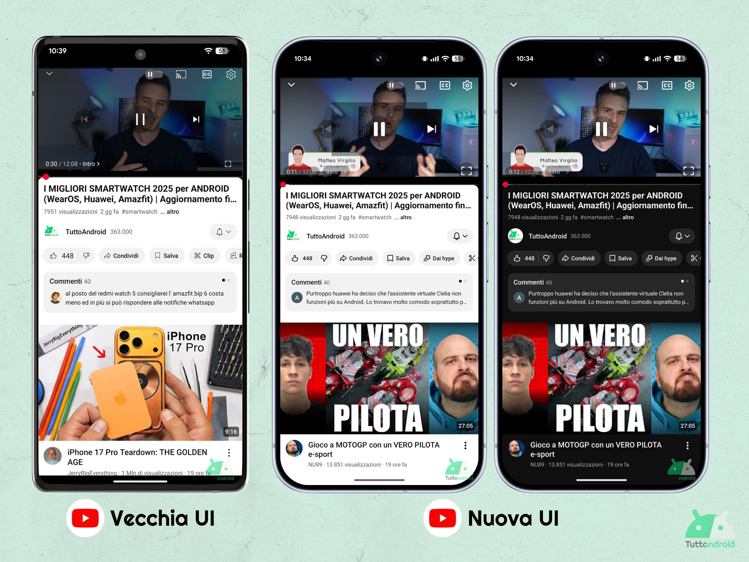 YouTube per Android v20.42 e successive - Icone più spesse