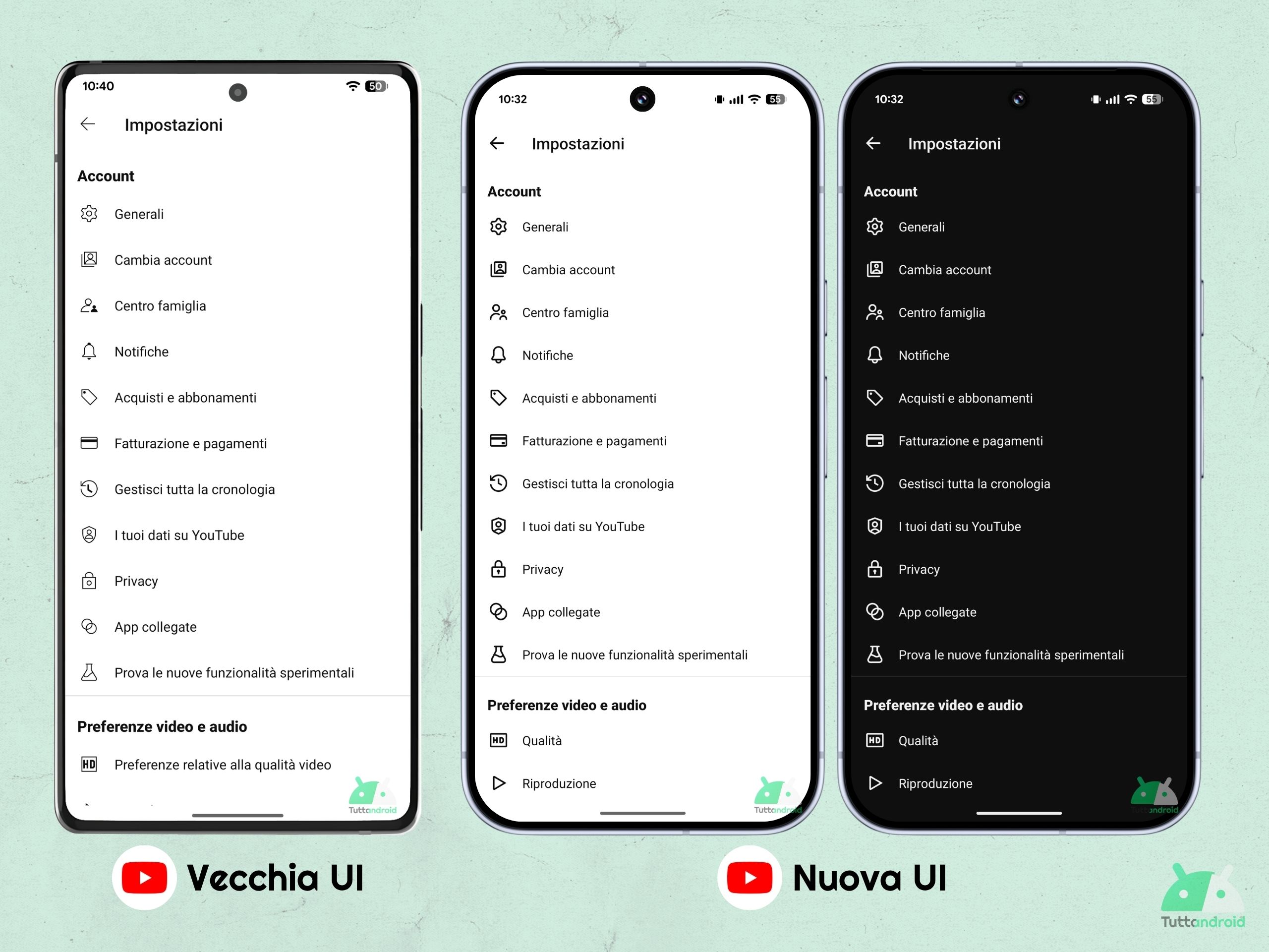 YouTube per Android v20.42 e successive - Icone più spesse