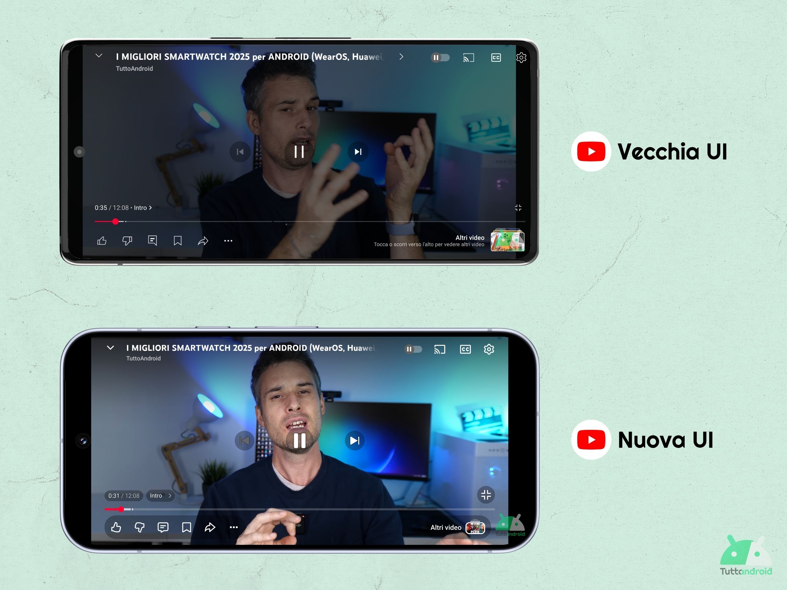 YouTube per Android v20.42 e successive - Nuova UI Player
