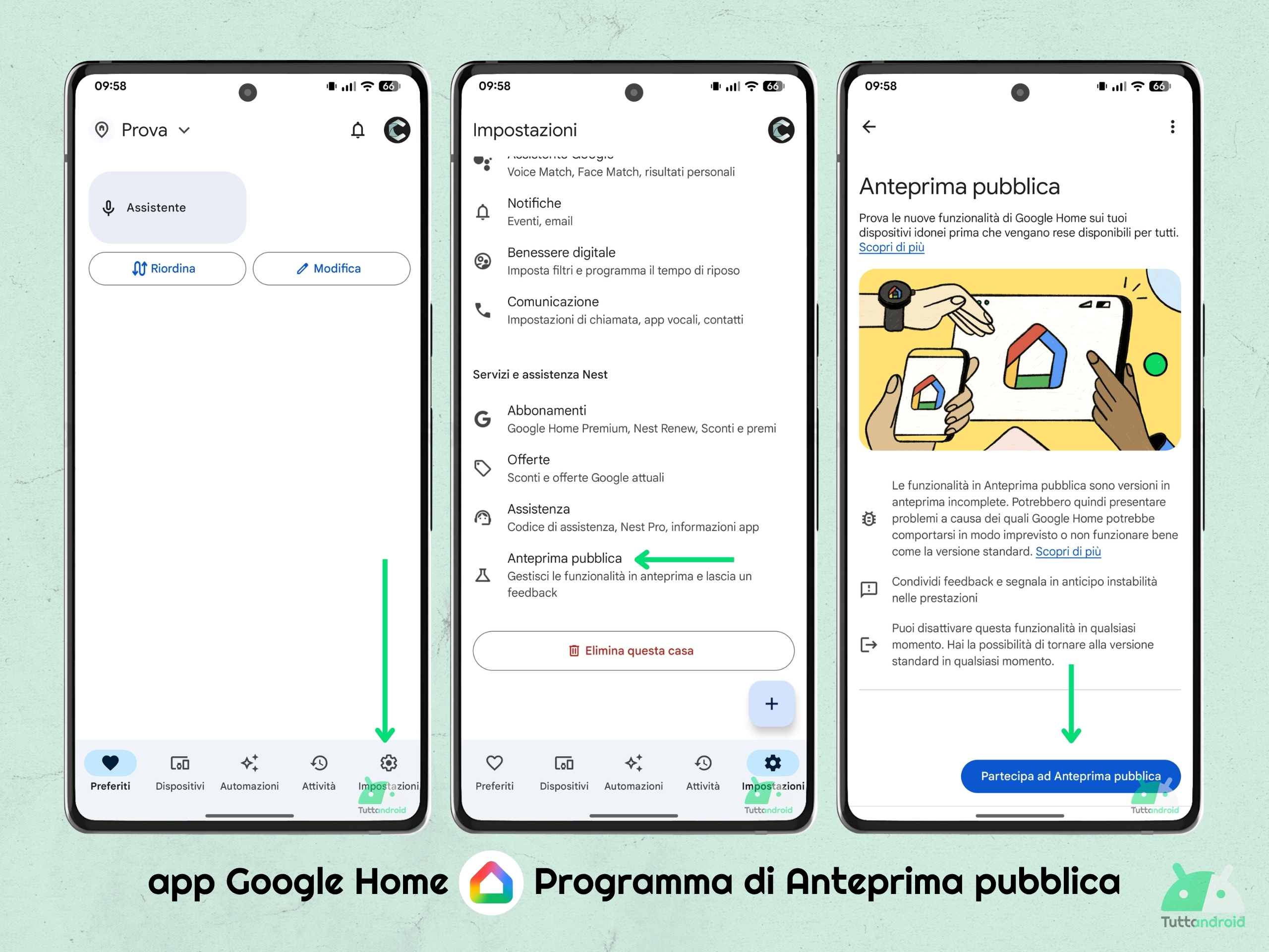 app Google Home - Partecipare al programma Anteprima pubblica