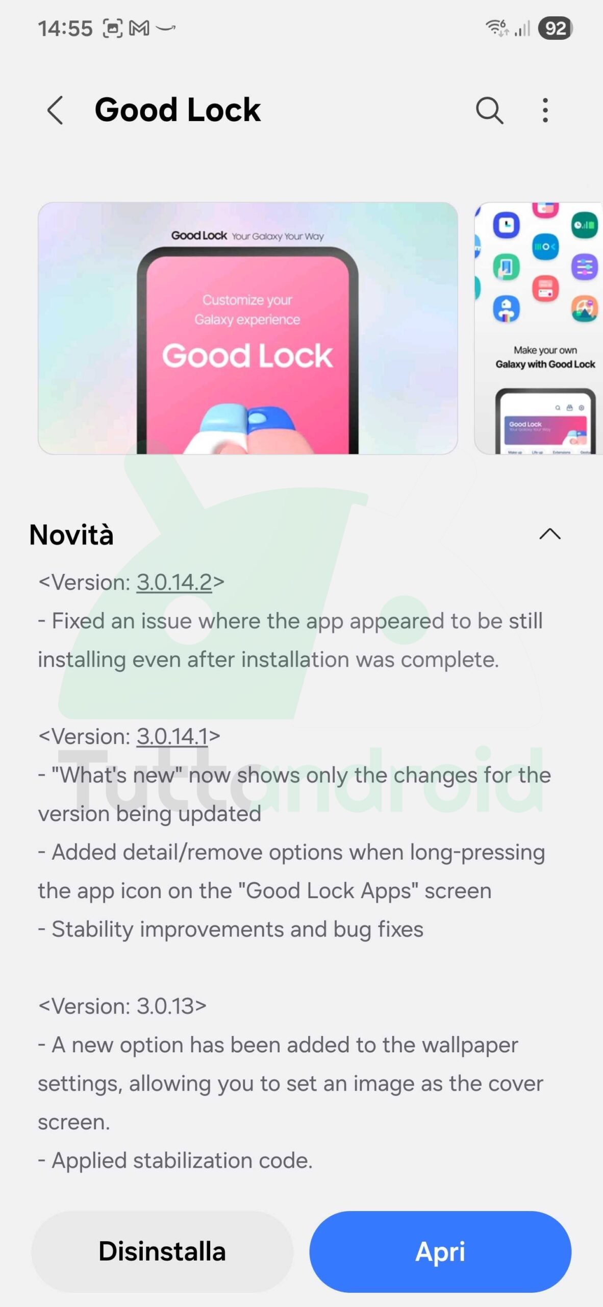 samsung aggiornamento good lock