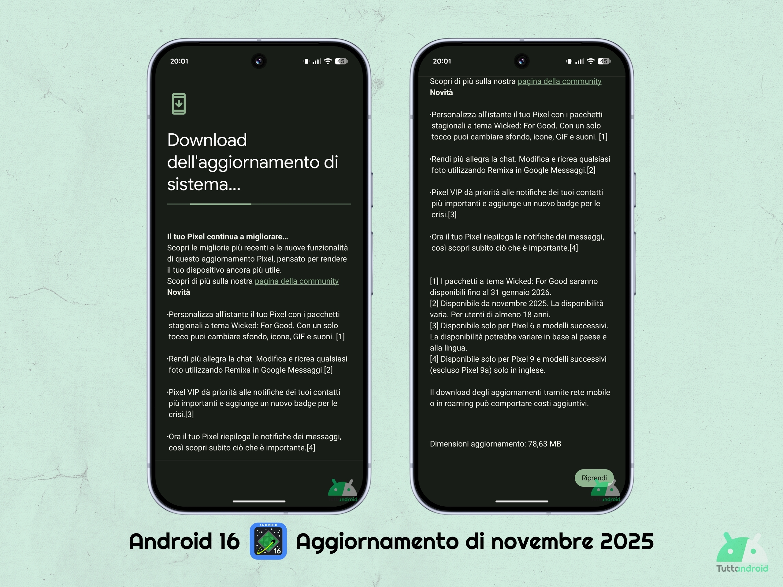 Android 16 - aggiornamento di novembre 2025 su Google Pixel 10 Pro XL tta