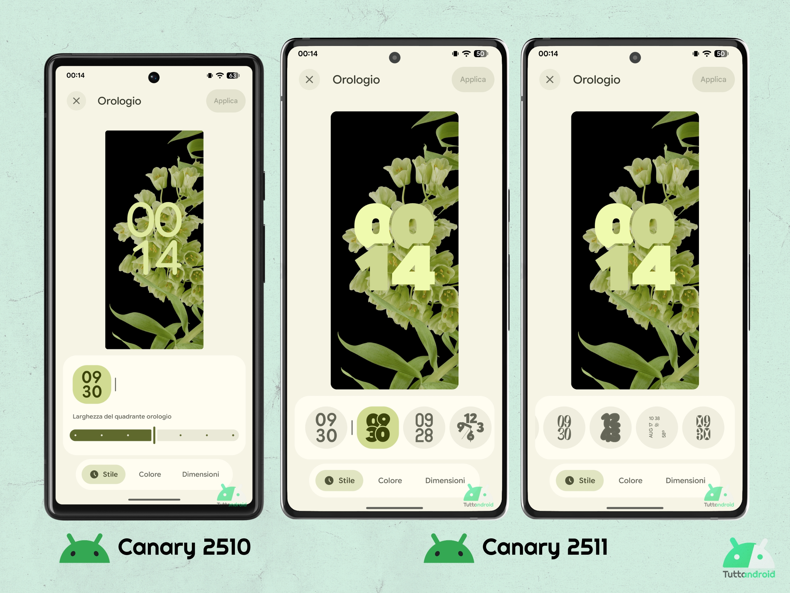 Android CANARY 2511 - Sfondo e stile - Risolto bug Orologio