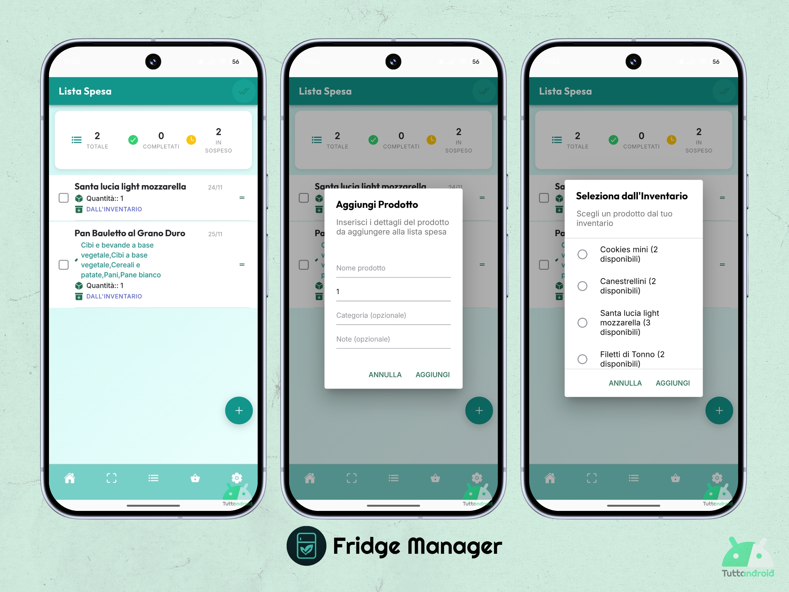Fridge Manager App - Scheda "Lista della spesa"