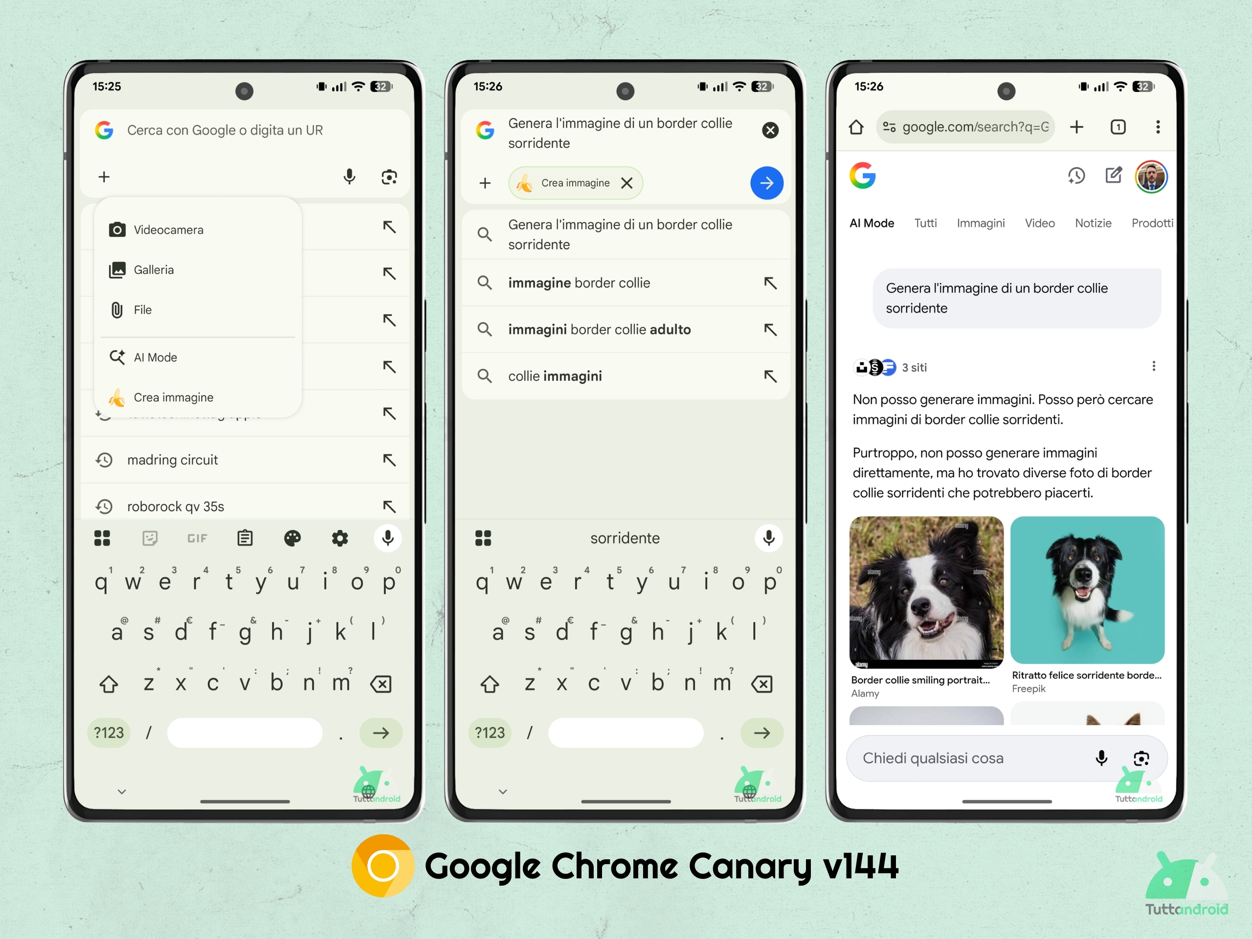 Google Chrome Canary v144 - Omnibox con Nano Banana