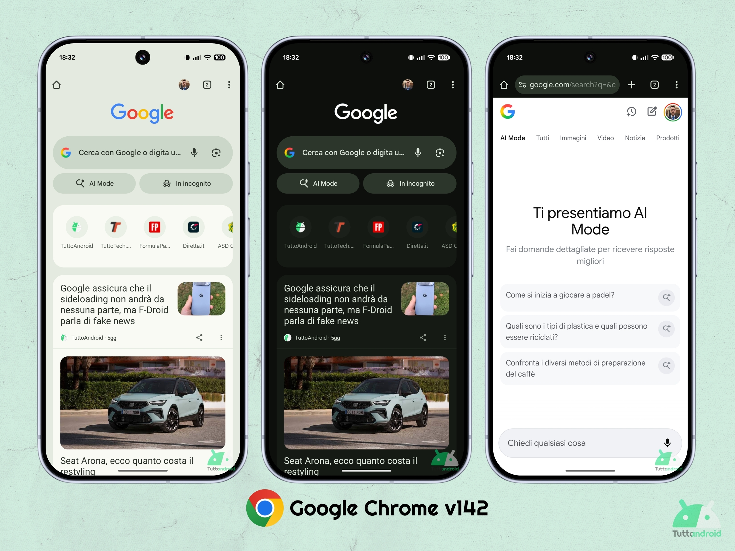 Google Chrome v142 - scorciatoia AI Mode