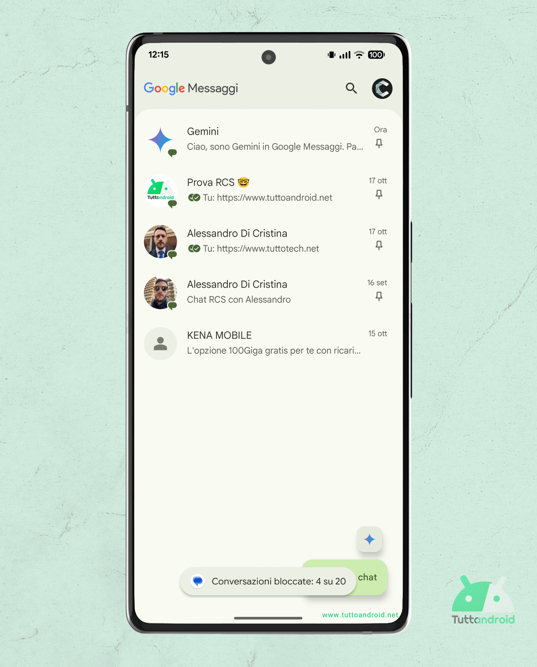 Google Messaggi v20251103 beta - limite conversazioni bloccate