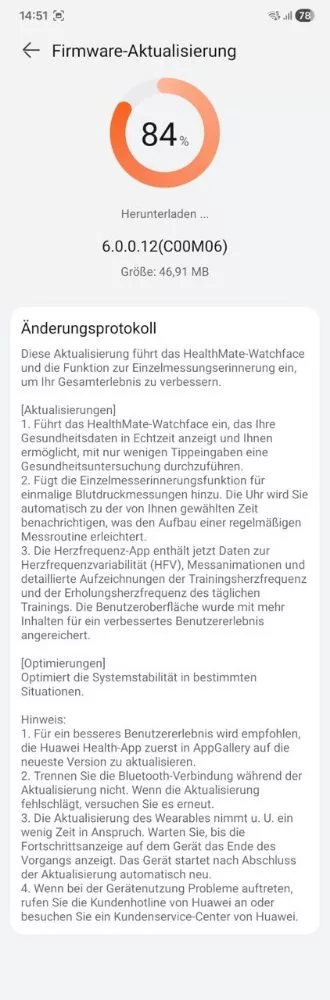 Huawei Watch D2 aggiornamento HarmonyOS 6 changelog