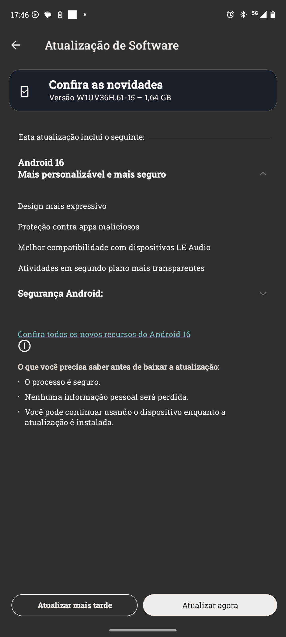 Motorola Edge 50 Ultra - aggiornamento Android 16 in Brasile
