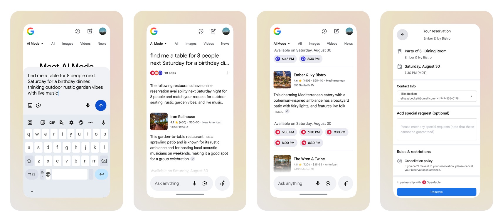 google ai mode prenotazione biglietti