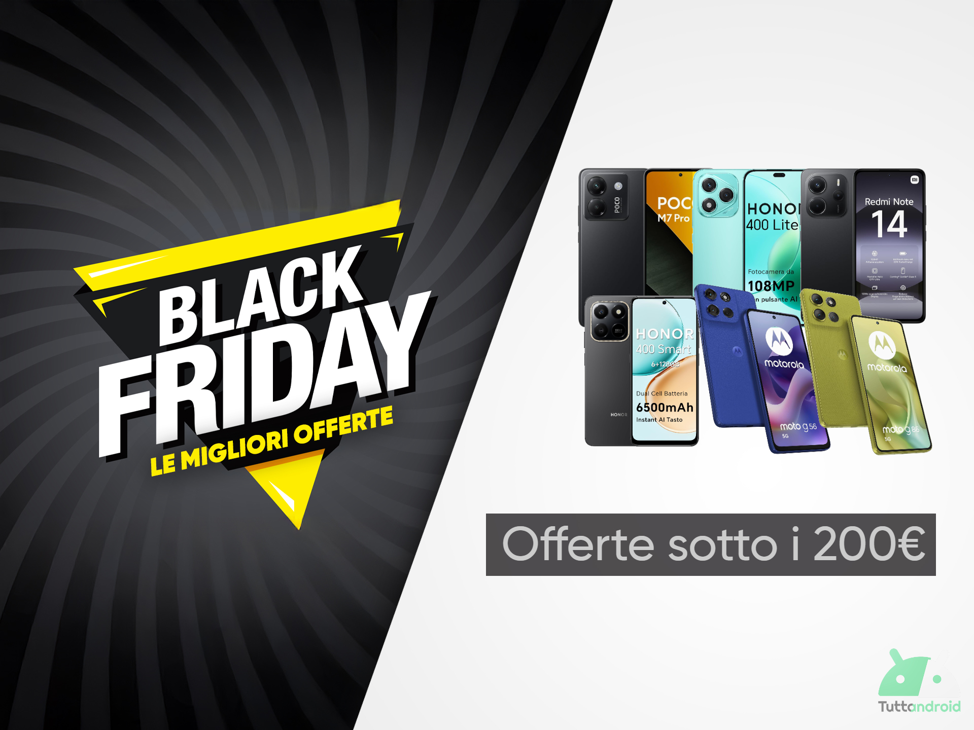 i migliori smartphone android sotto i 200 euro da non perdere col black friday amazon