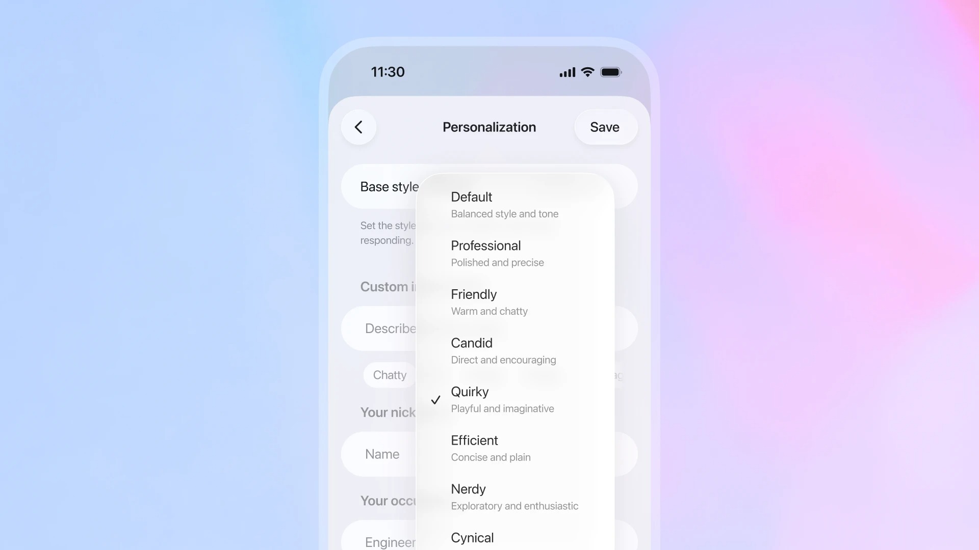 openai chatgpt personalizzazione tono