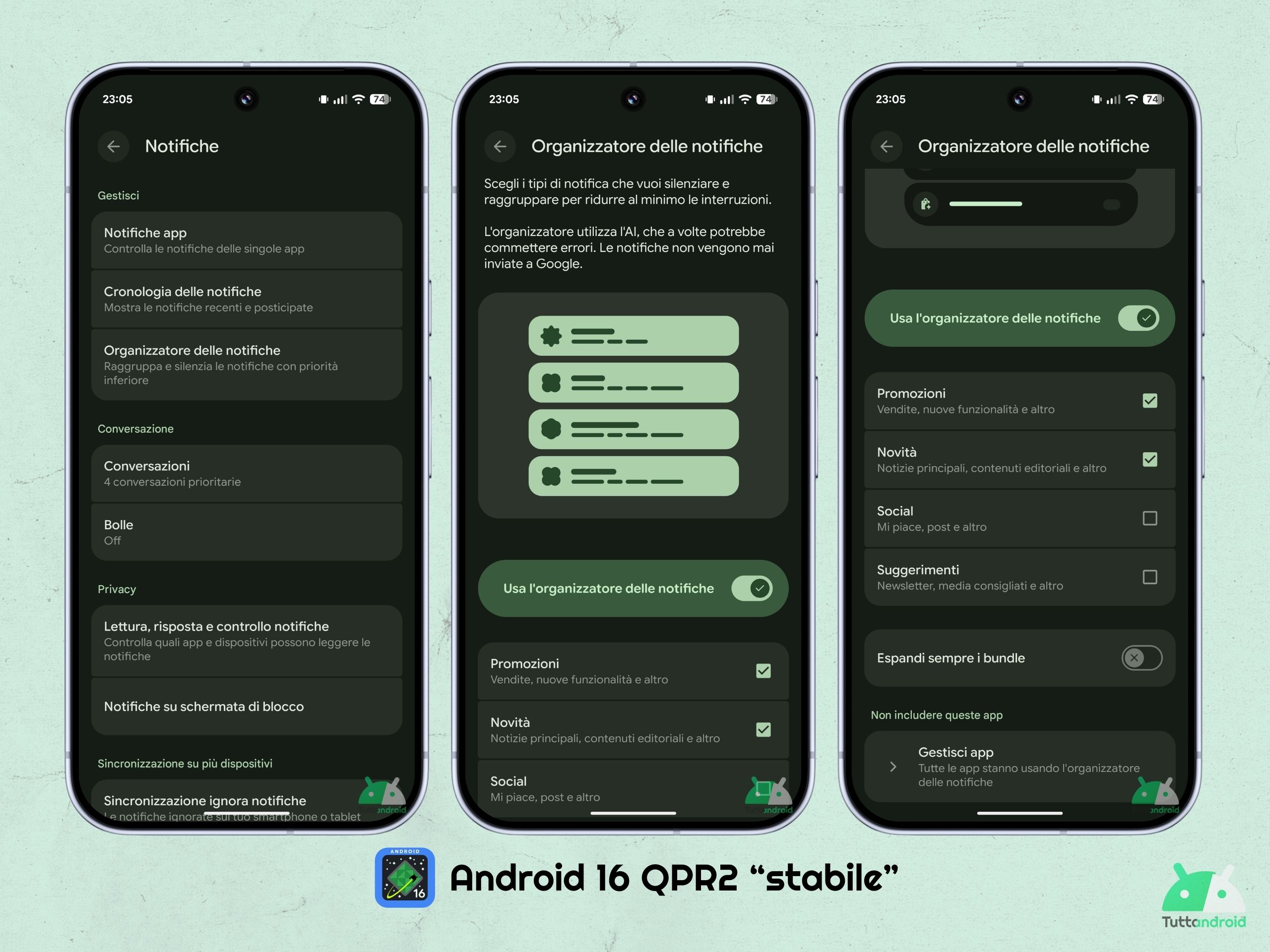 Android 16 QPR2 - Google Pixel 10 Pro XL - Organizzatore delle notifiche