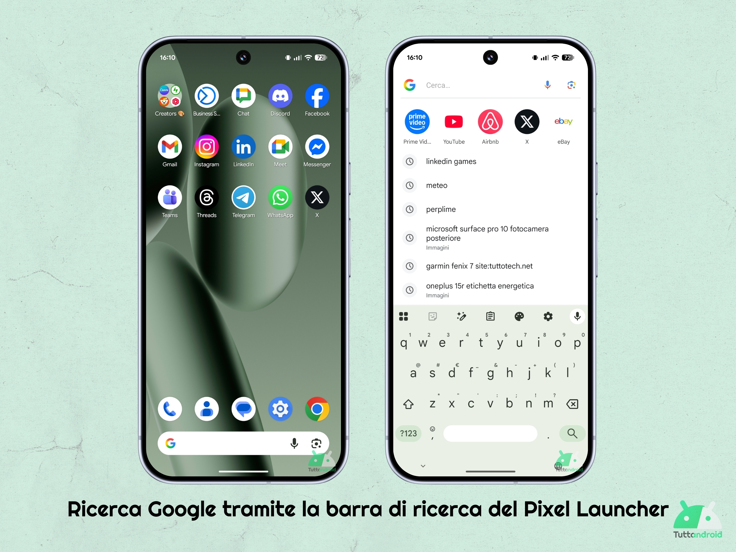 Android 16 QPR2 - Pixel Launcher - ricerca Google tramite barra di ricerca