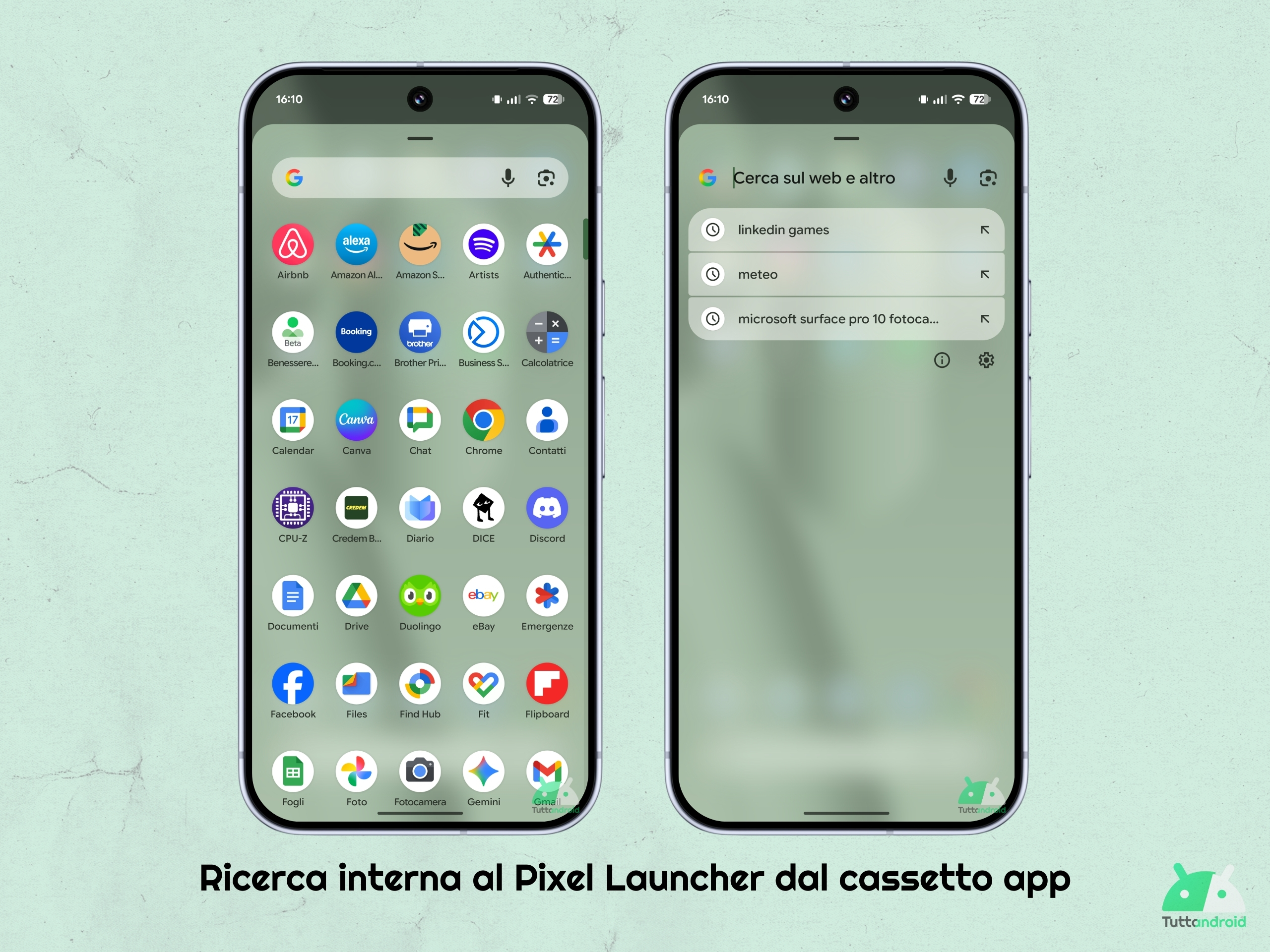 Android 16 QPR2 - Pixel Launcher - ricerca interna tramite cassetto app