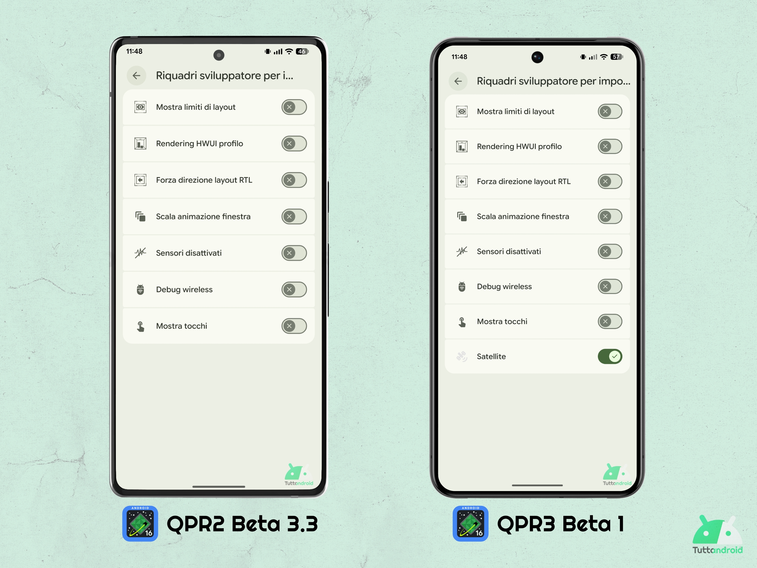 Android 16 QPR3 - Beta 1 - Riquadro sviluppatore Satellite
