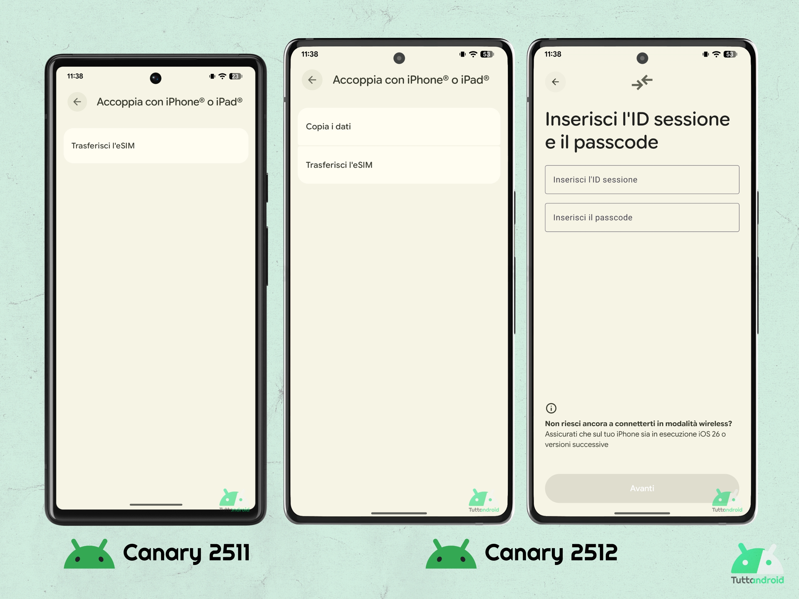 Android CANARY 2512 - Accoppia con iPhone o iPad - Copia dati
