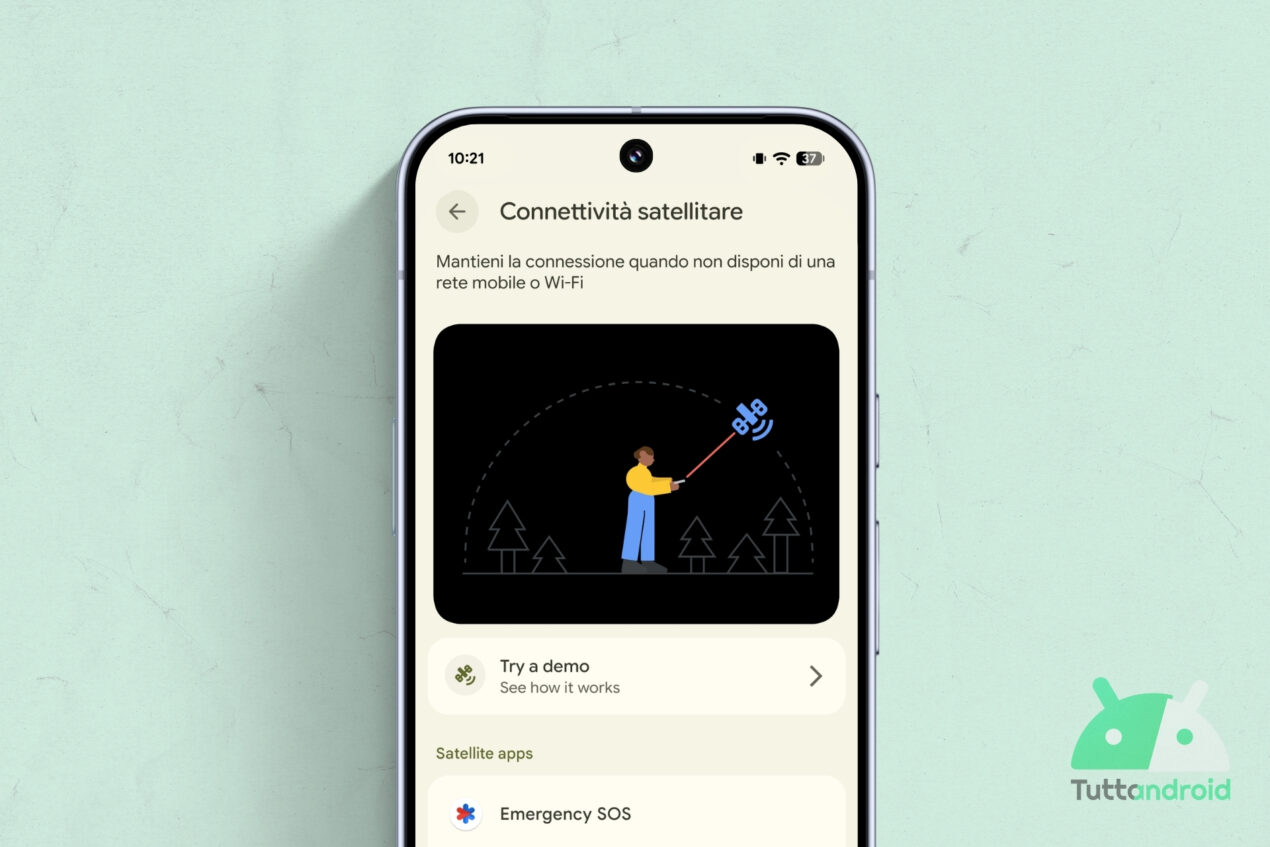 Android accoglierà un hub per le app che supportano la connettività satellitare