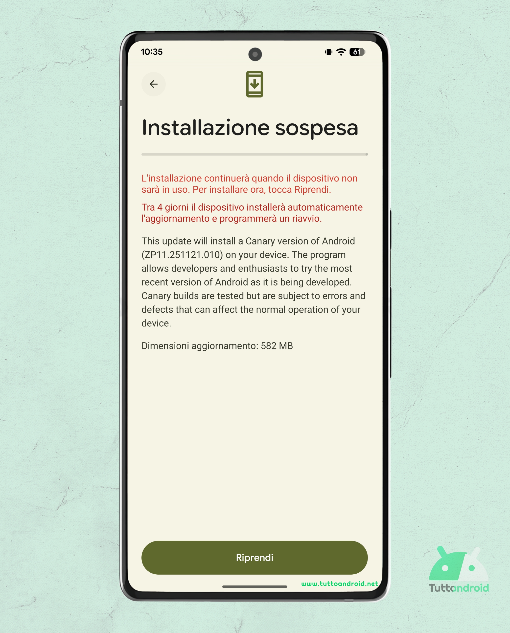 Android Canary Build 2512 on Google Pixel 6 Pro