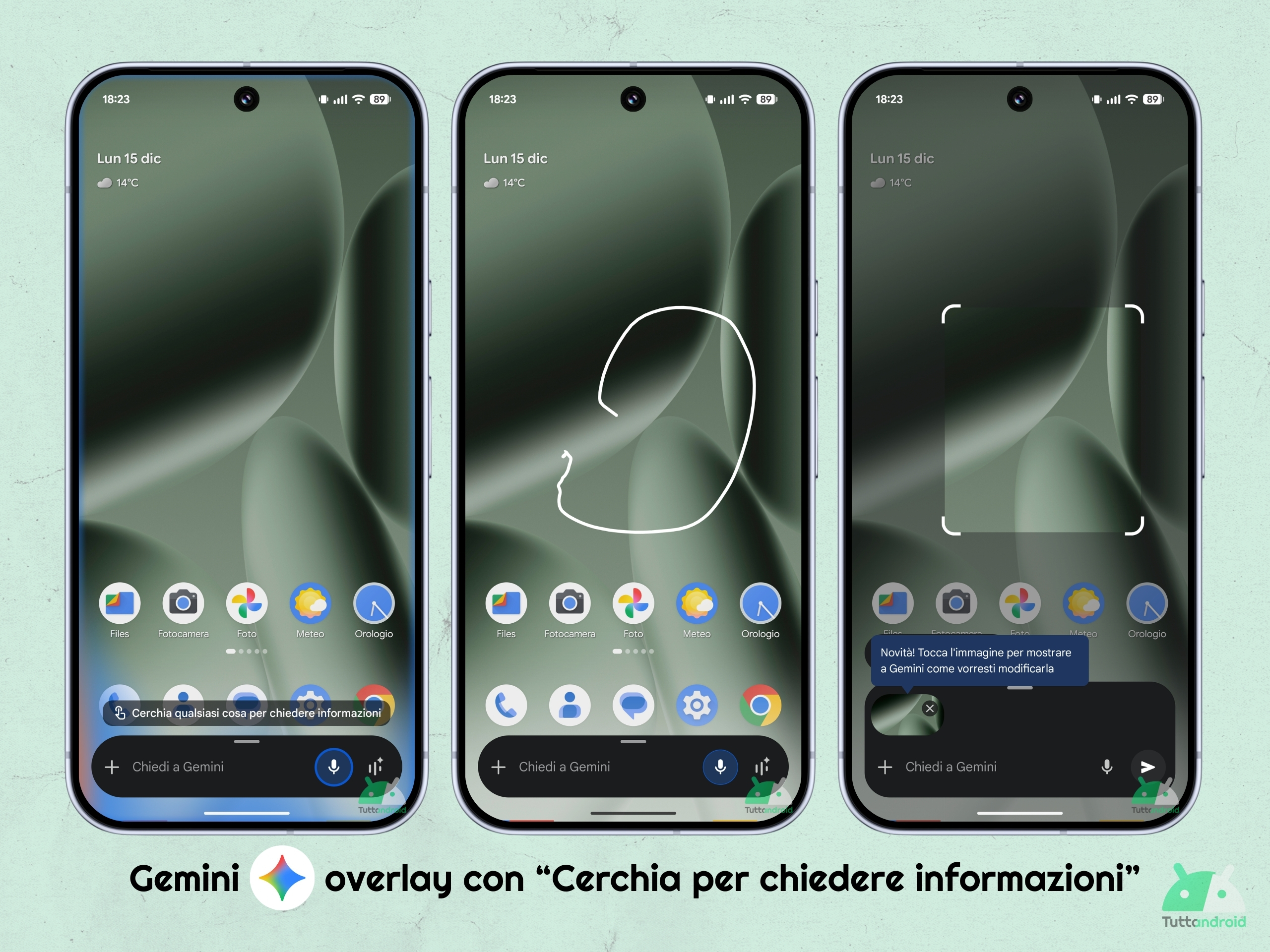 App Google - Overlay di Gemini con Cerchia per chiedere informazioni e nuova animazione dicembre 2025