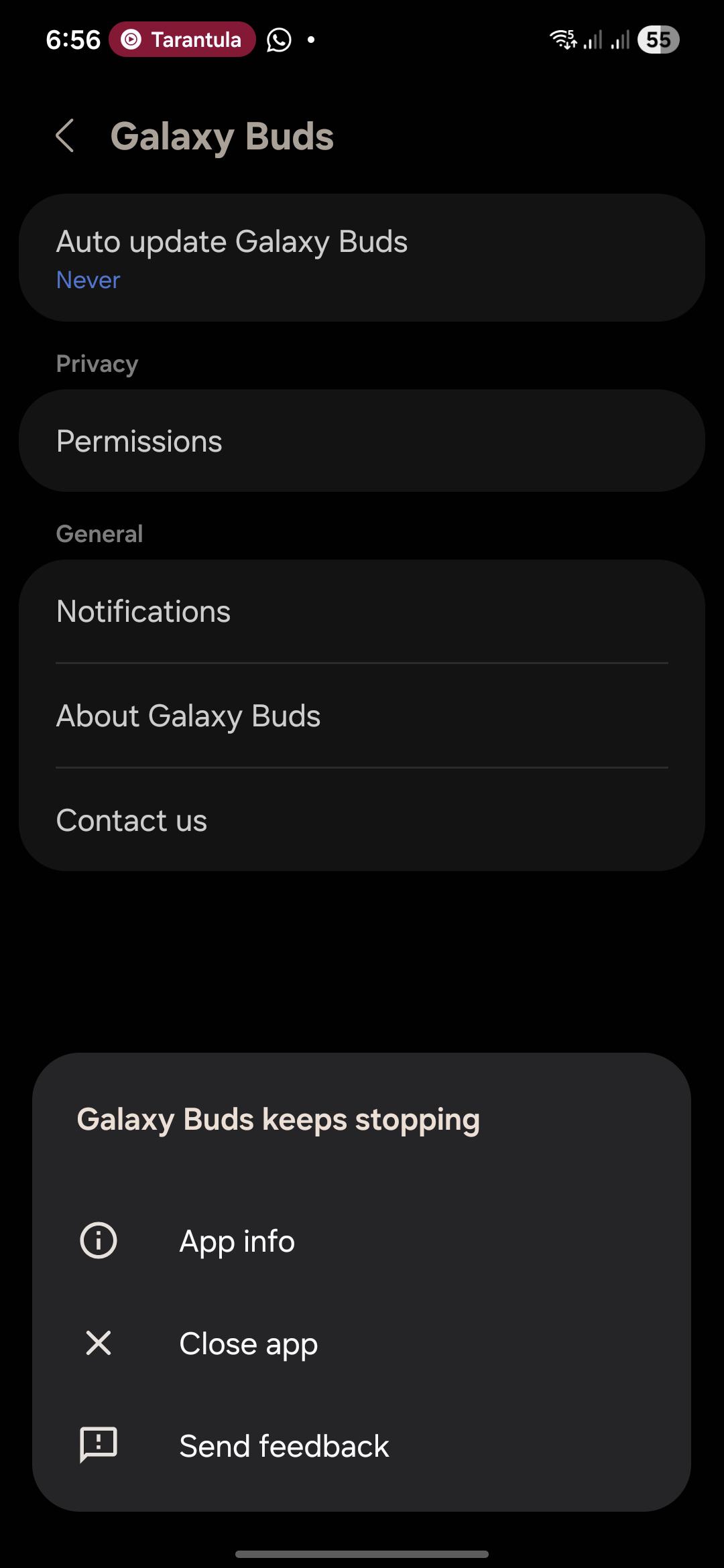 crash app Galaxy Buds