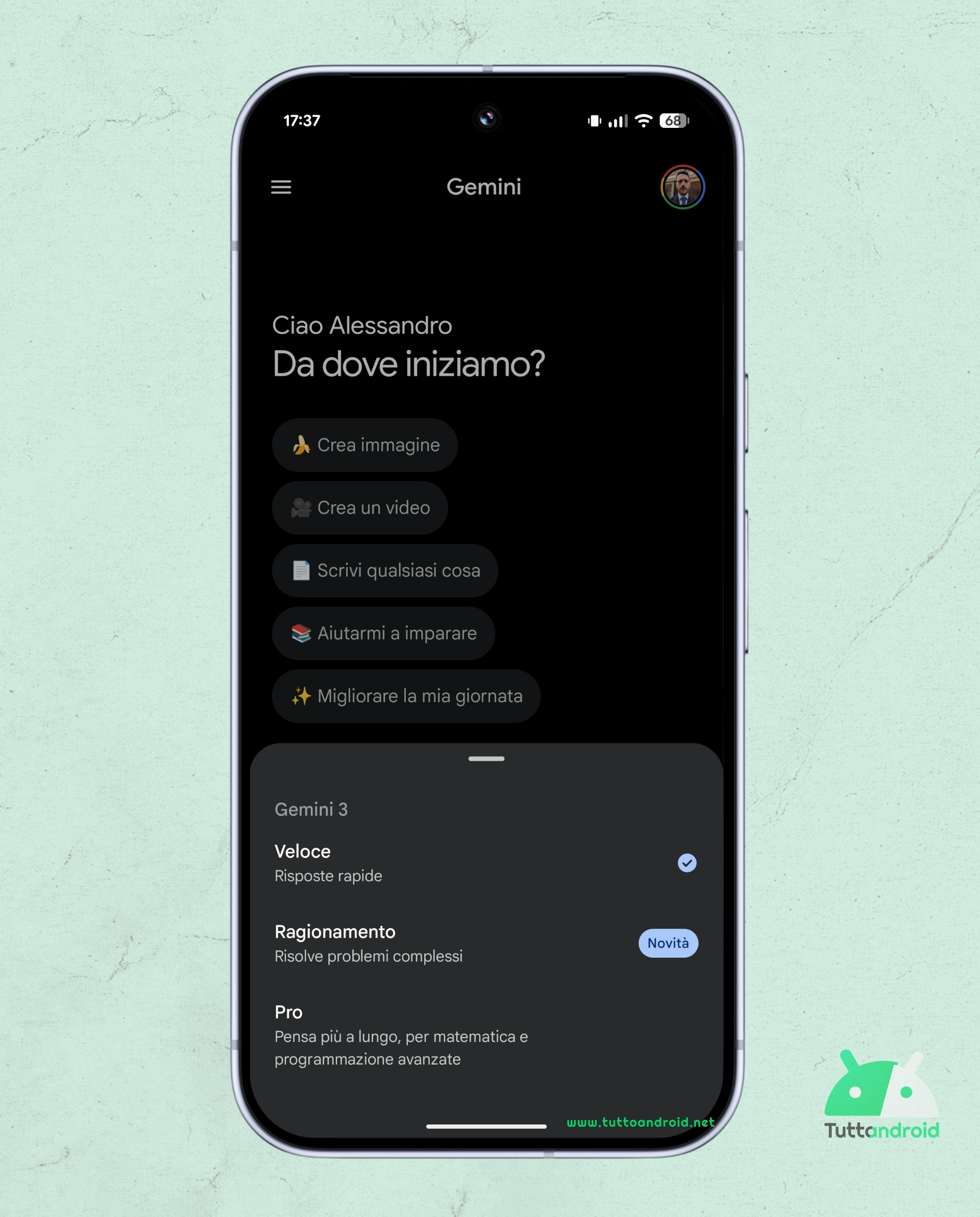 Gemini 3 Flash su App Gemini per Android