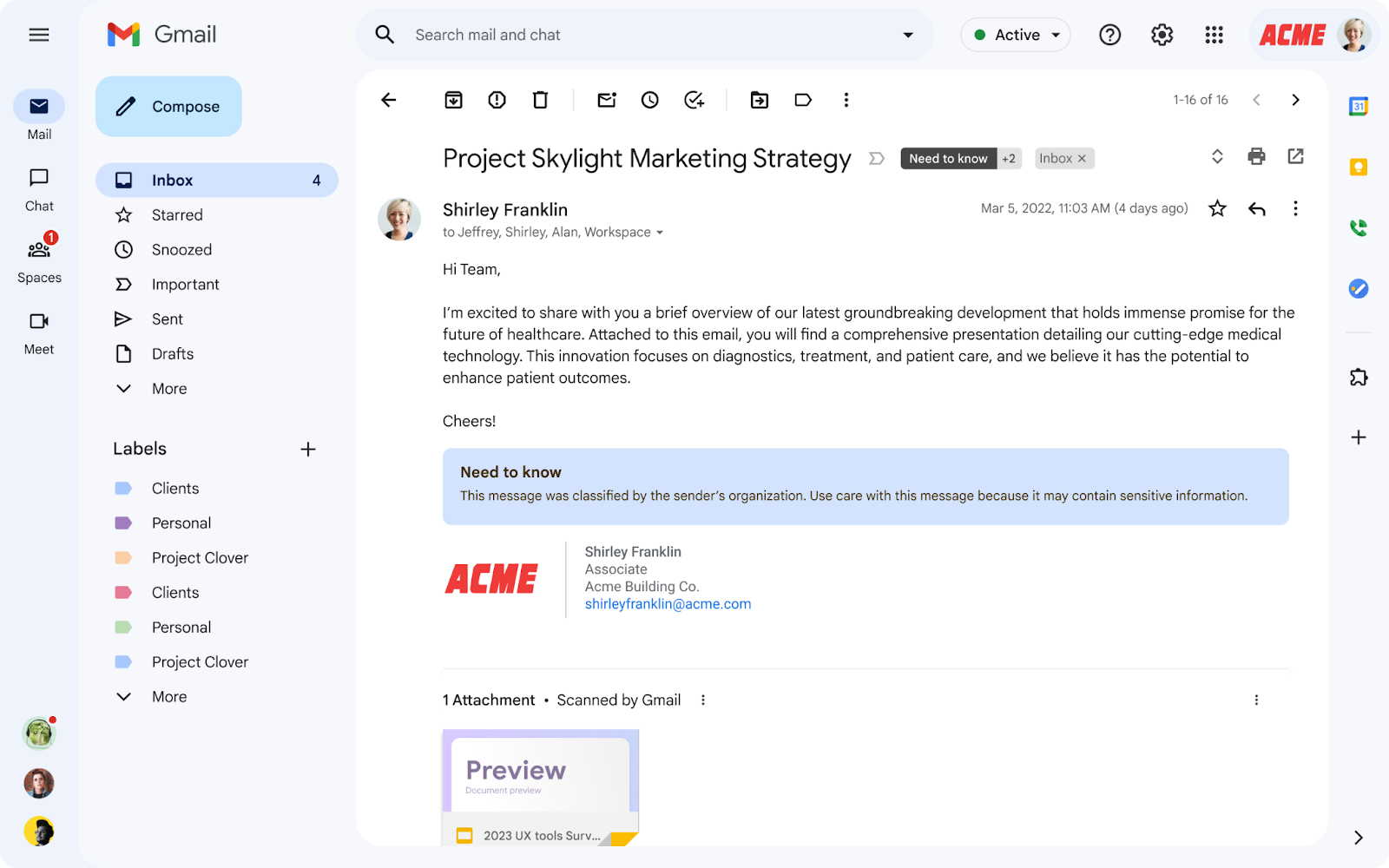 Gmail - messaggio di intestazione o piè di pagina DLP