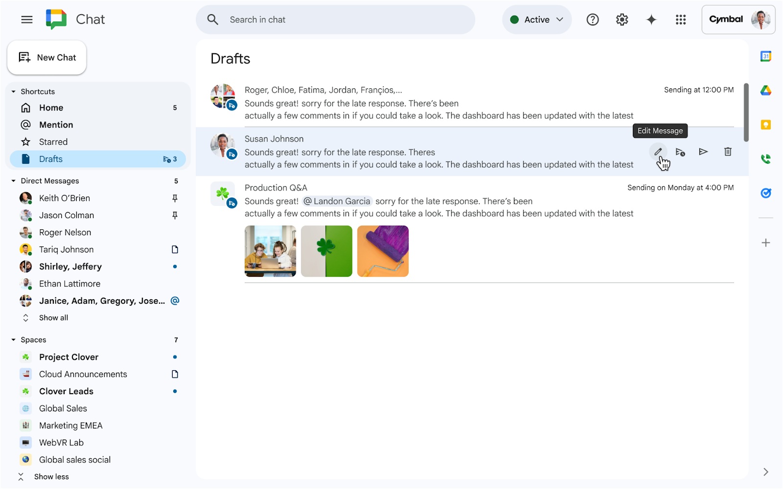 Google Chat Web - sezione bozze