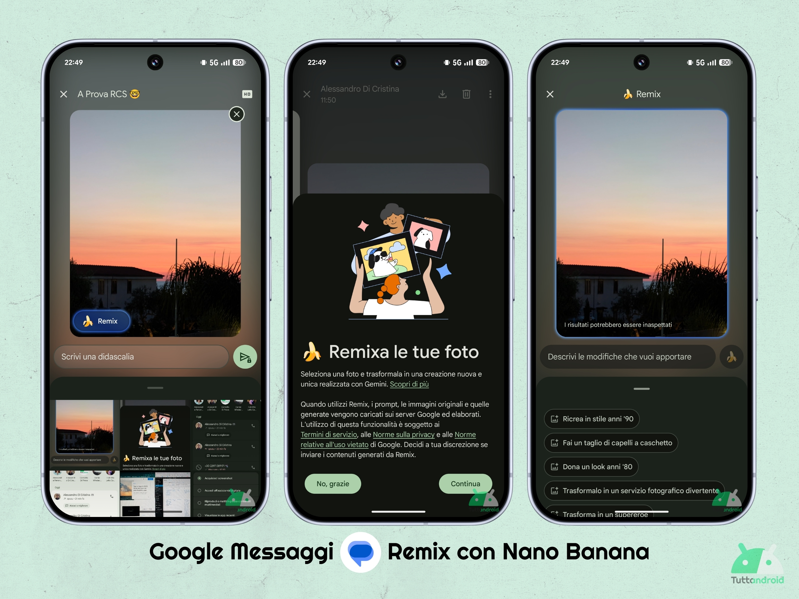 Google Messaggi - Remix con Nano Banana - Rollout in Italia