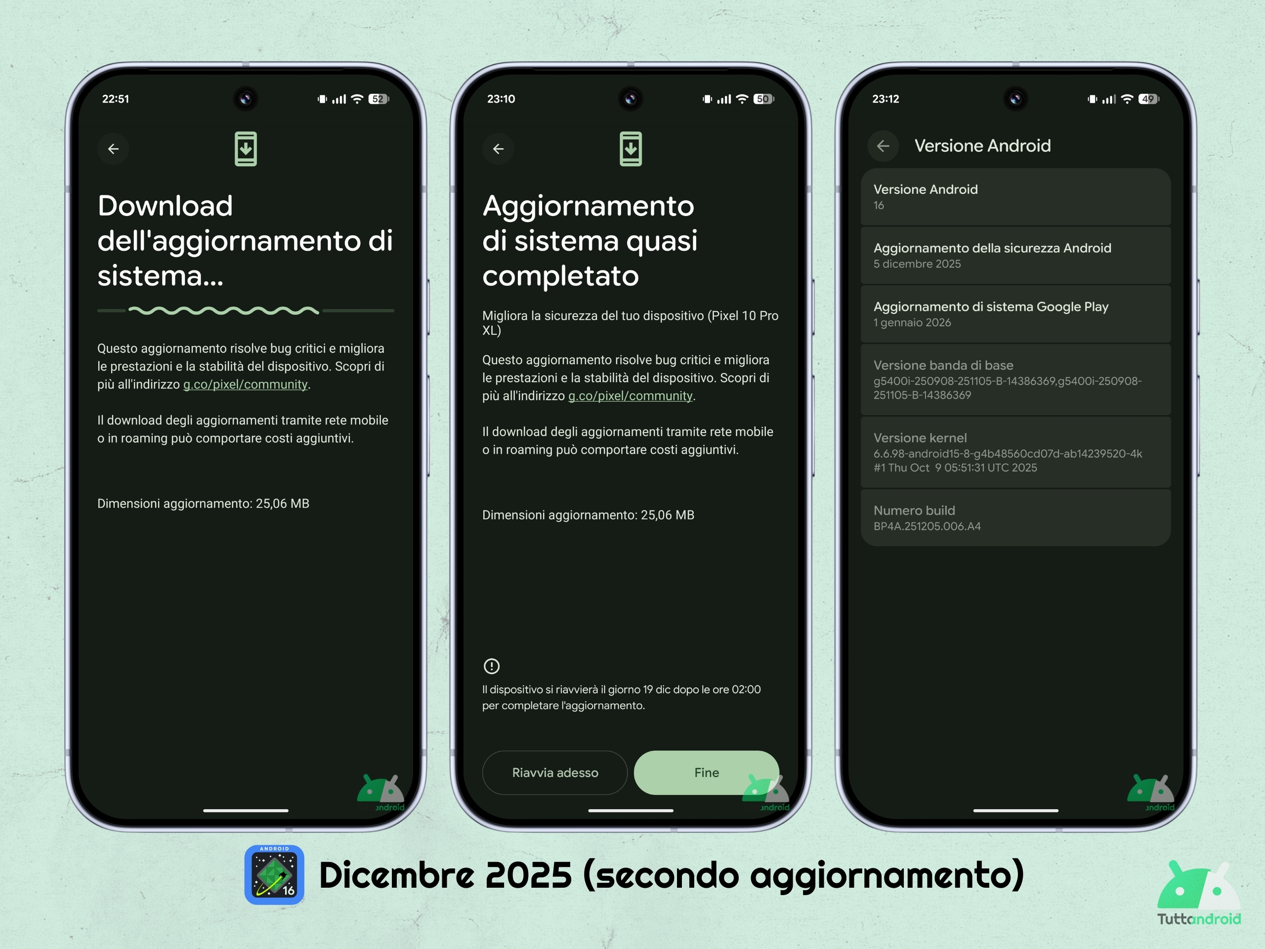 Google Pixel 10 Pro XL - Secondo aggiornamento dicembre 2025
