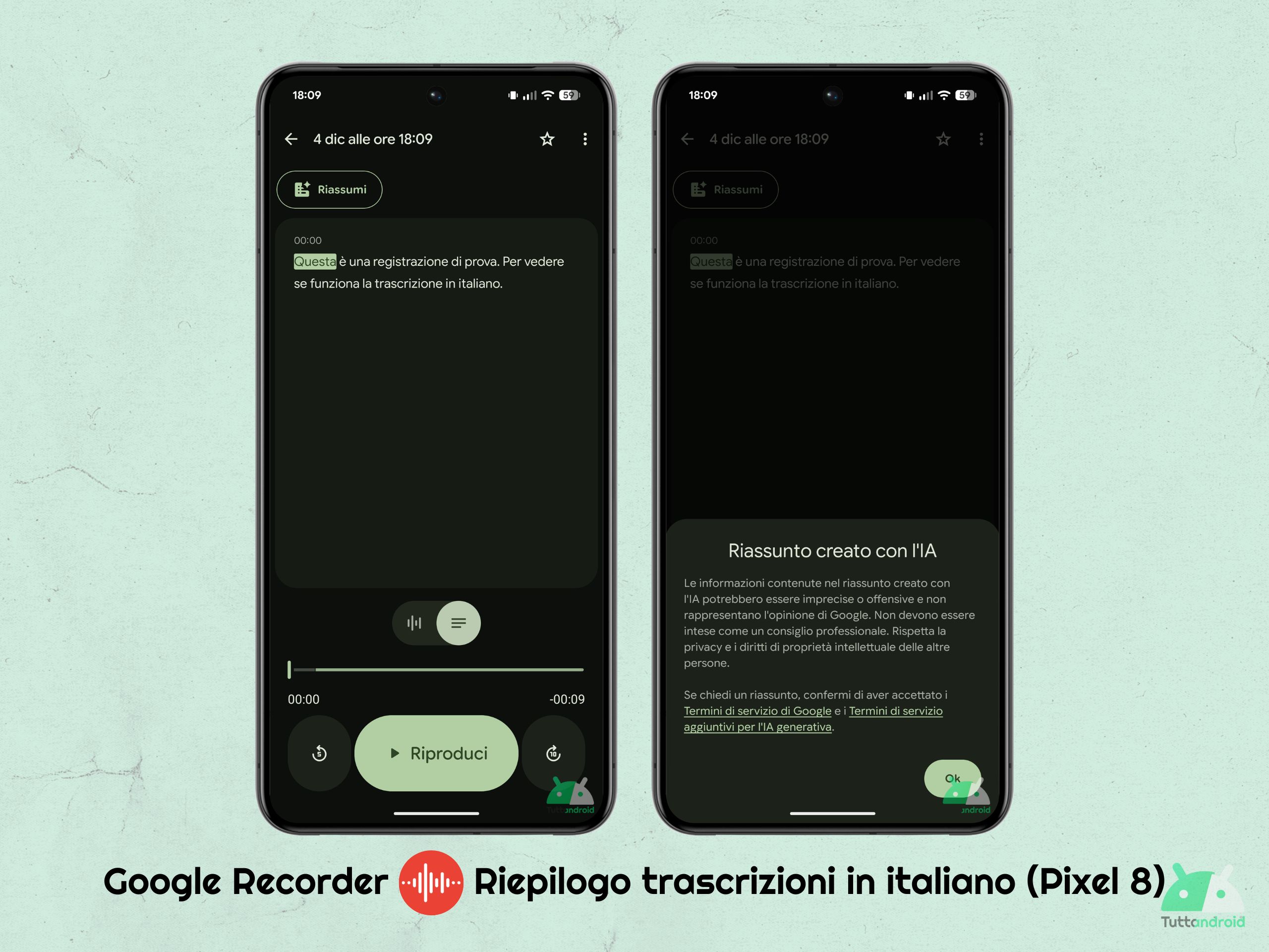 Google Recorder v4.2.20251104 - Riassumi trascrizione in italiano