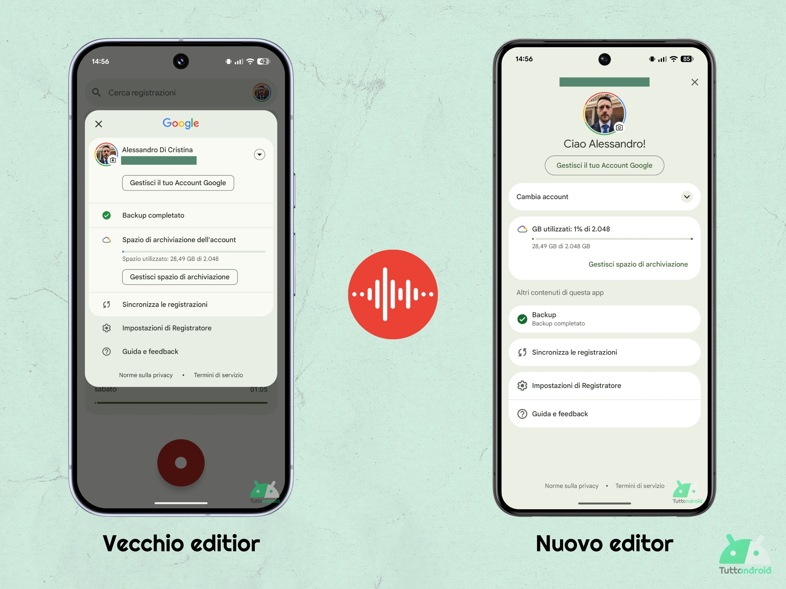 Google Recorder v4.2.20251104 - Selettore account M3E