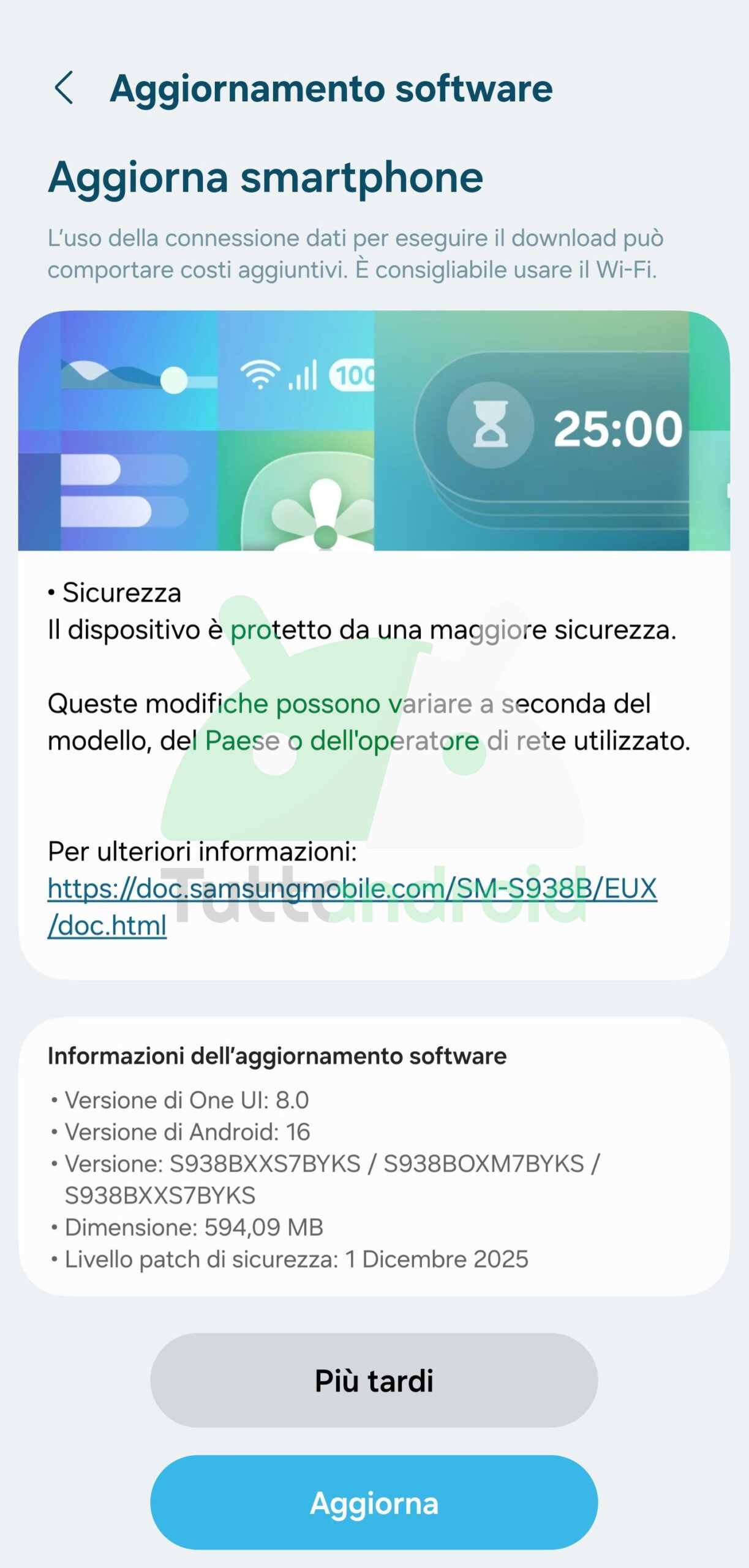 Samsung Galaxy S25 Ultra - S938BXXS7BYKS dicembre 2025