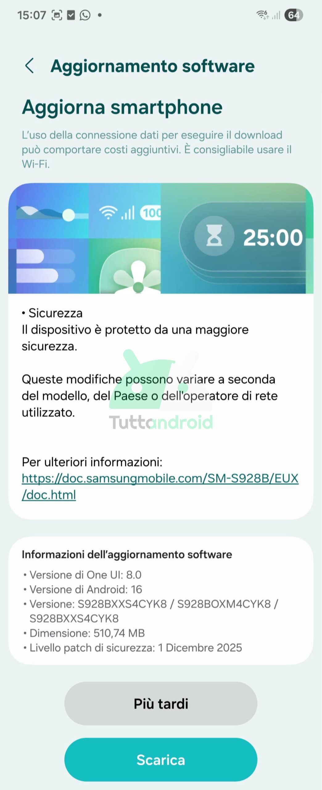aggiornamento Samsung Galaxy S24 Ultra con patch di sicurezza di dicembre 2025