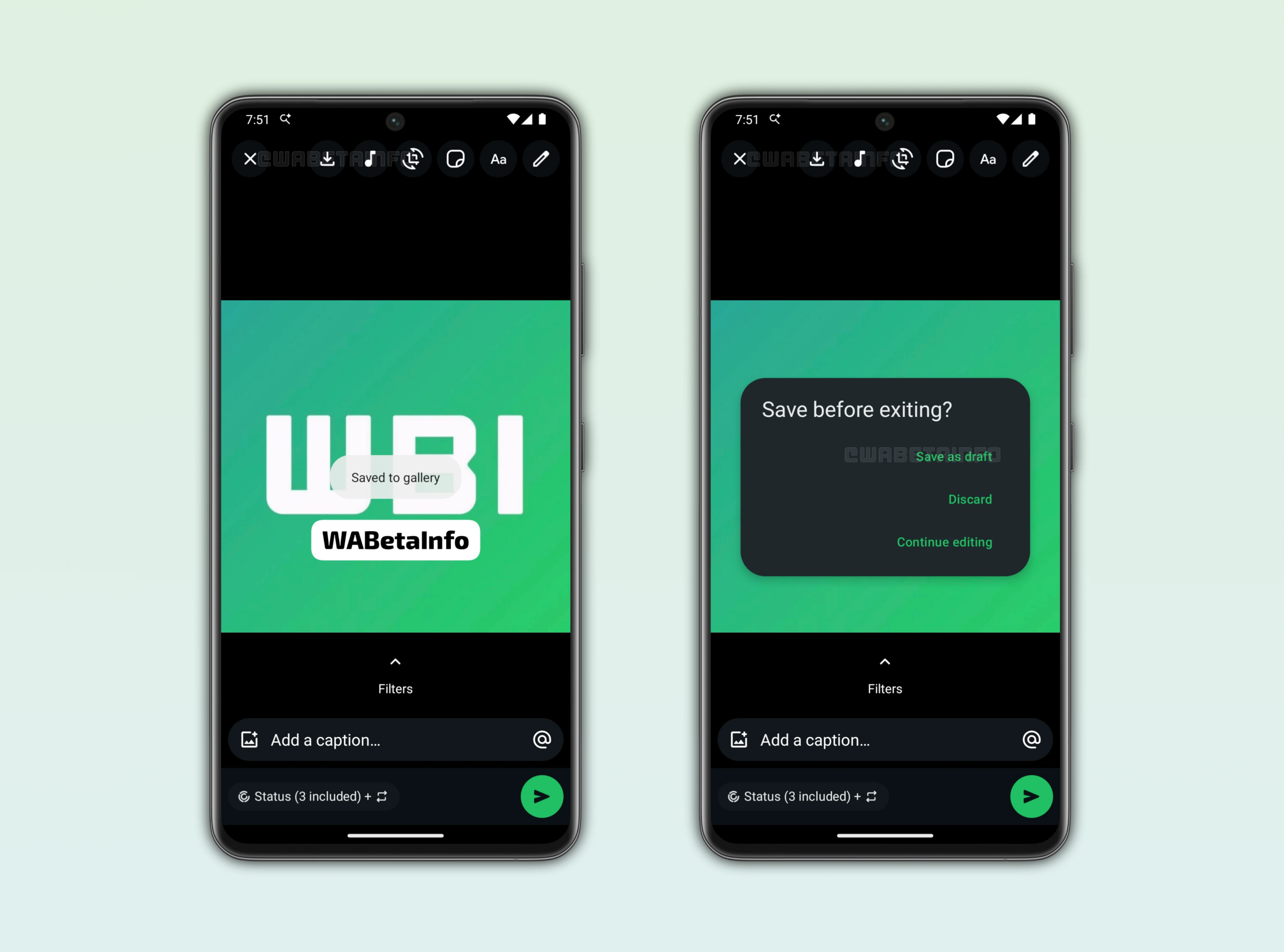 WhatsApp Beta aggiornamenti di stato Salva bozza