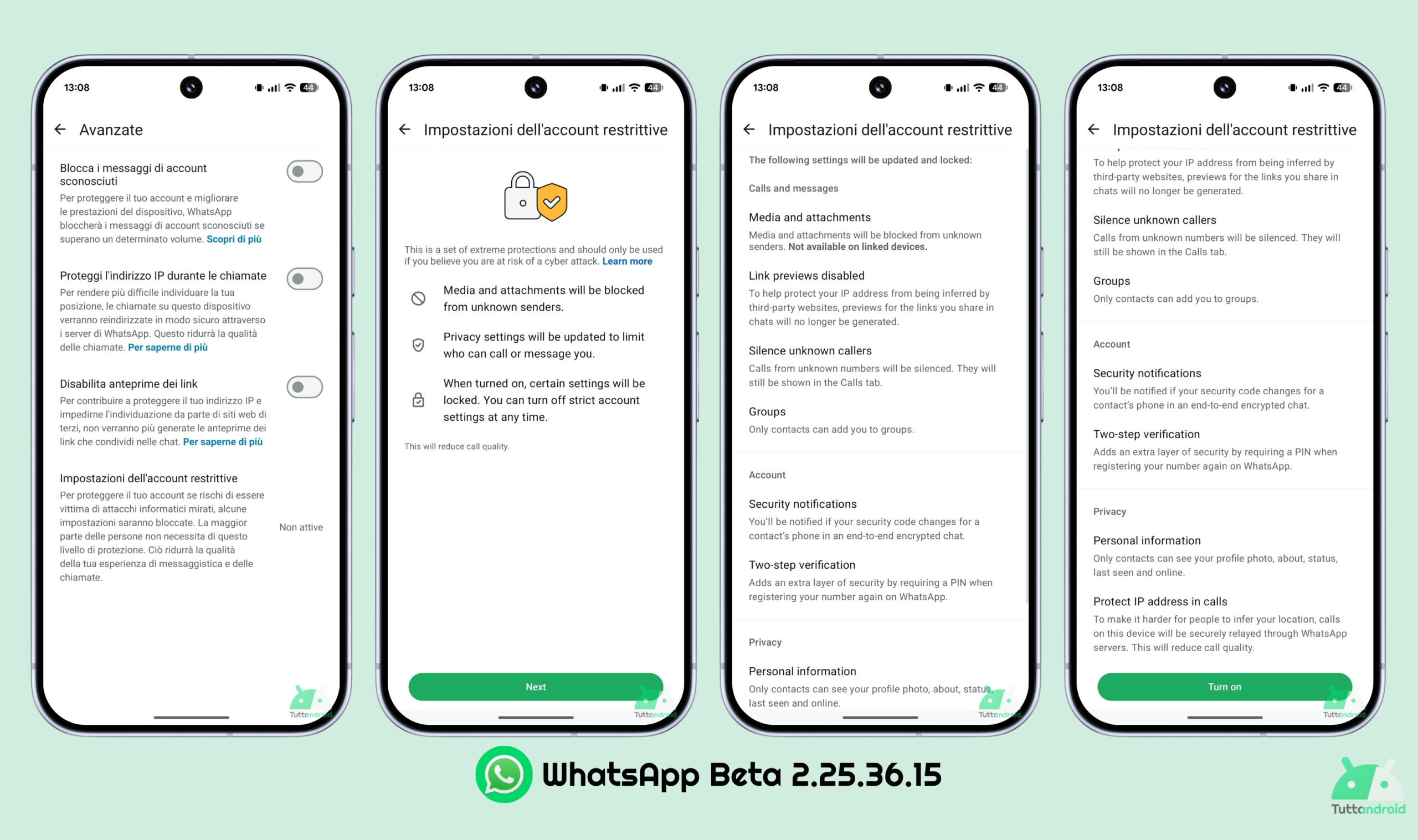 WhatsApp Beta v2.25.36.15 - Impostazioni dell'account restrittive
