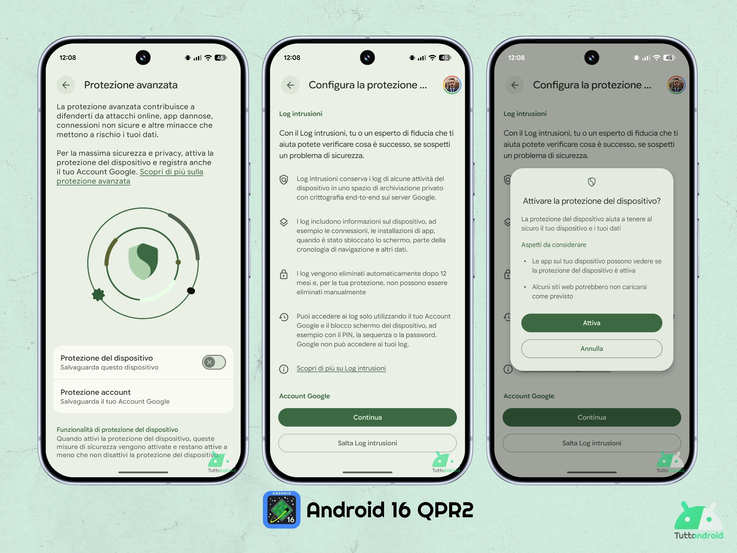 Android 16 QPR2 - Protezione Avanzata - Configurazione con Log Intrusioni