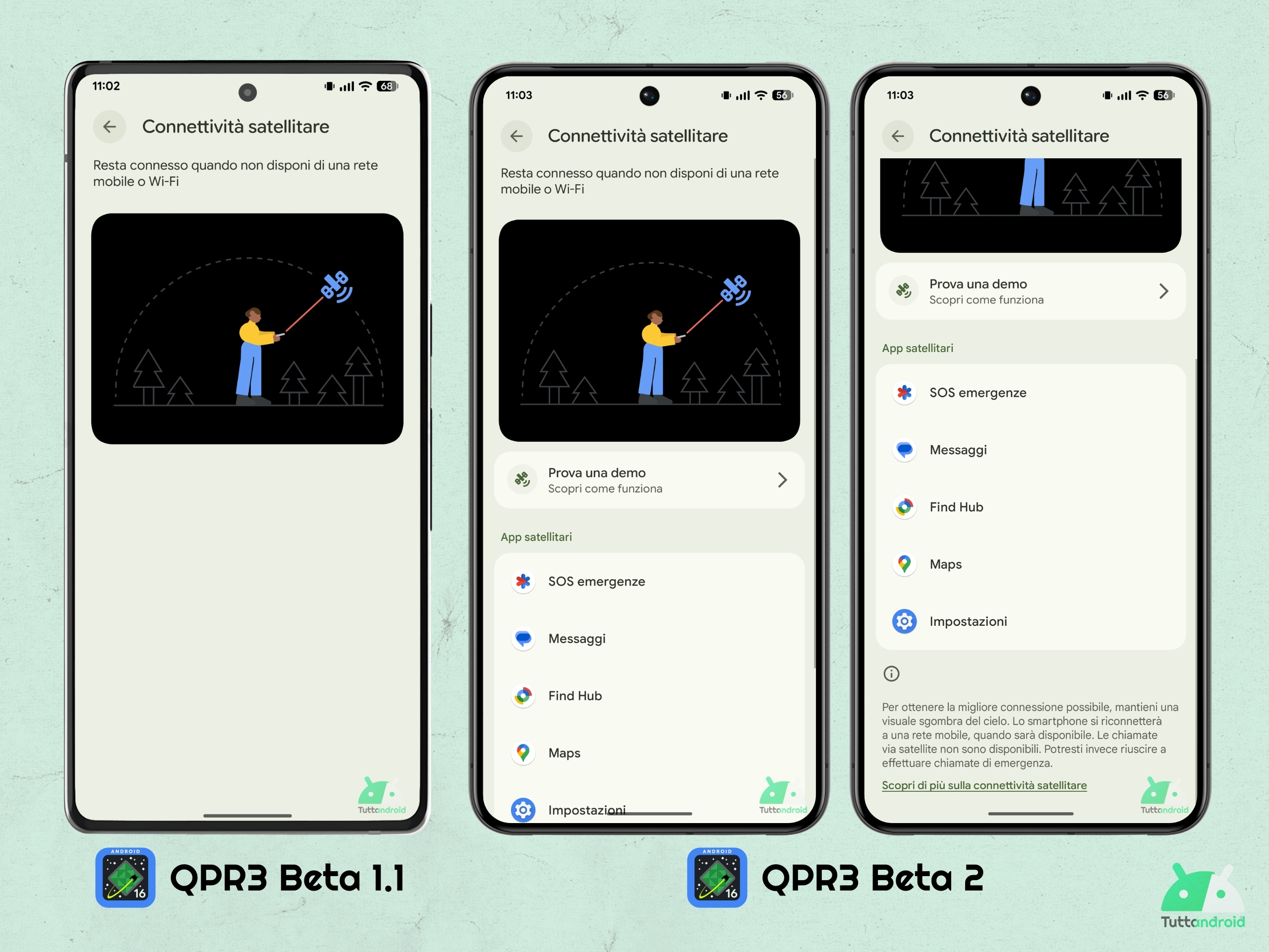 Android 16 QPR3 - Beta 2 - Hub connettività satellitare