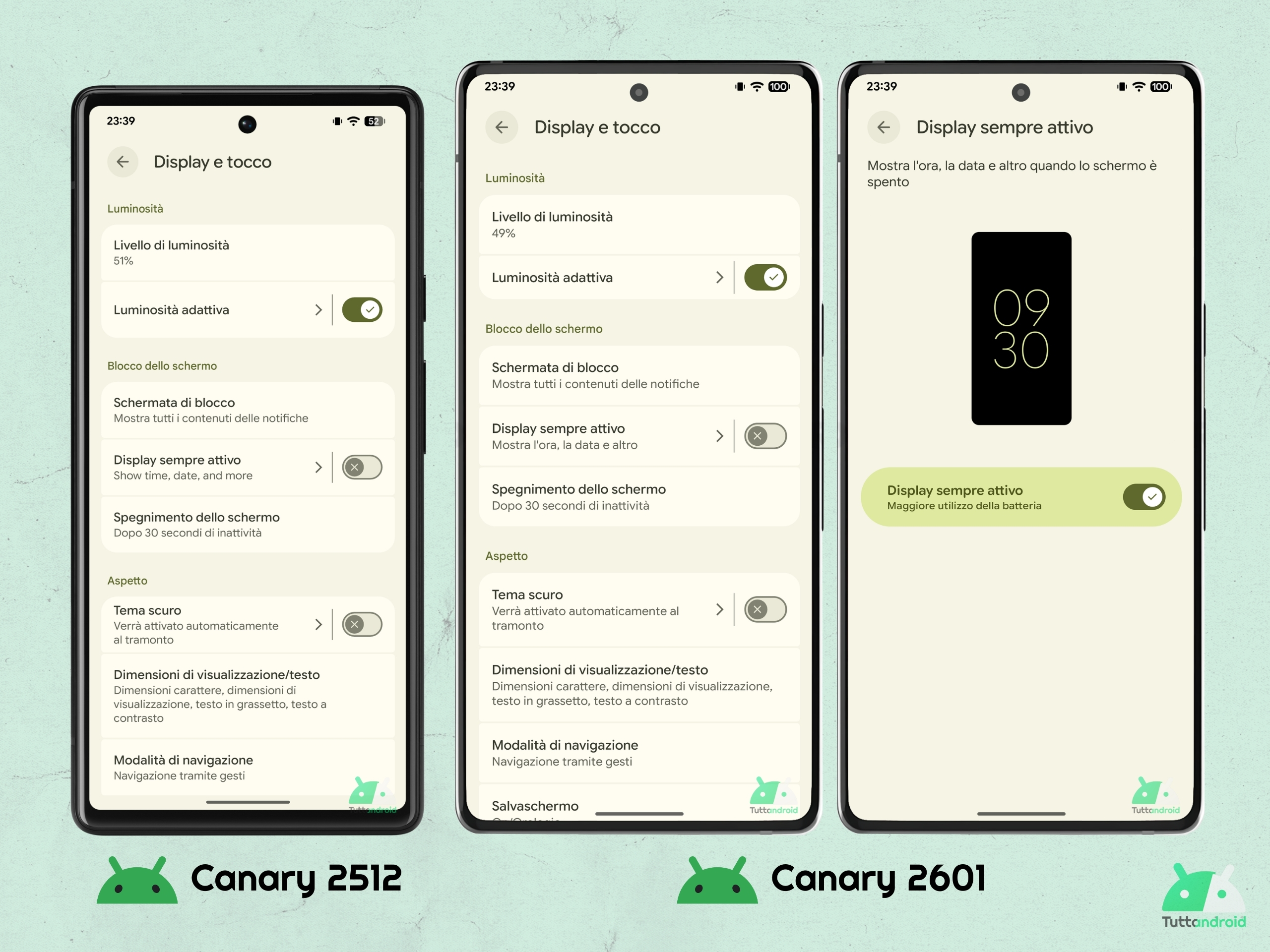 Android CANARY 2601 - Impostazioni - Display e tocco - AOD