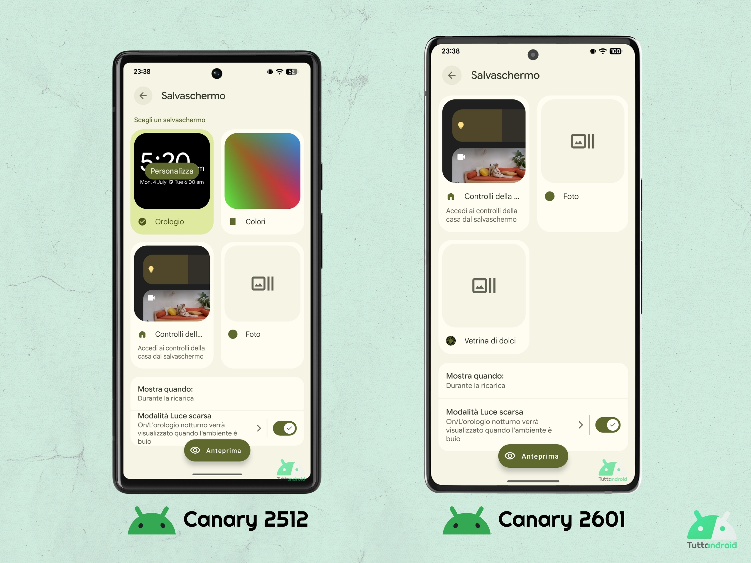 Android CANARY 2601 - Impostazioni - Spaziatura tessere
