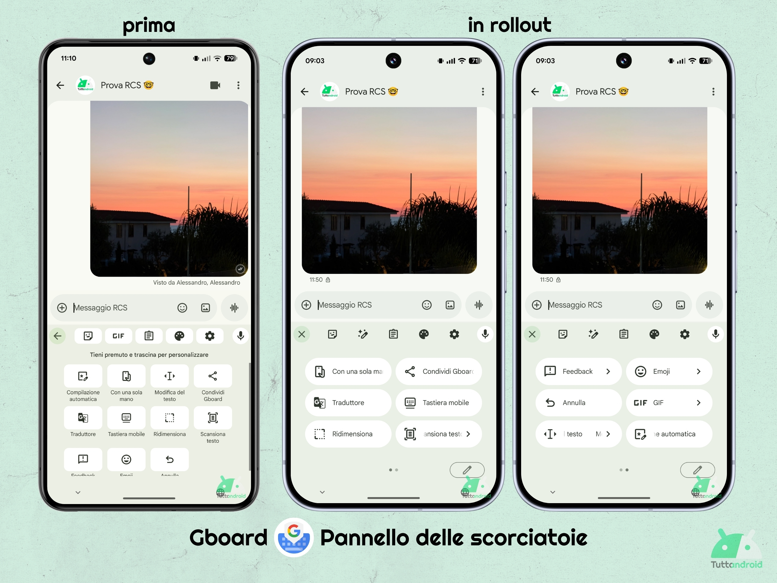 Gboard v16.6.1 beta - nuovo pannello delle scorciatoie M3E