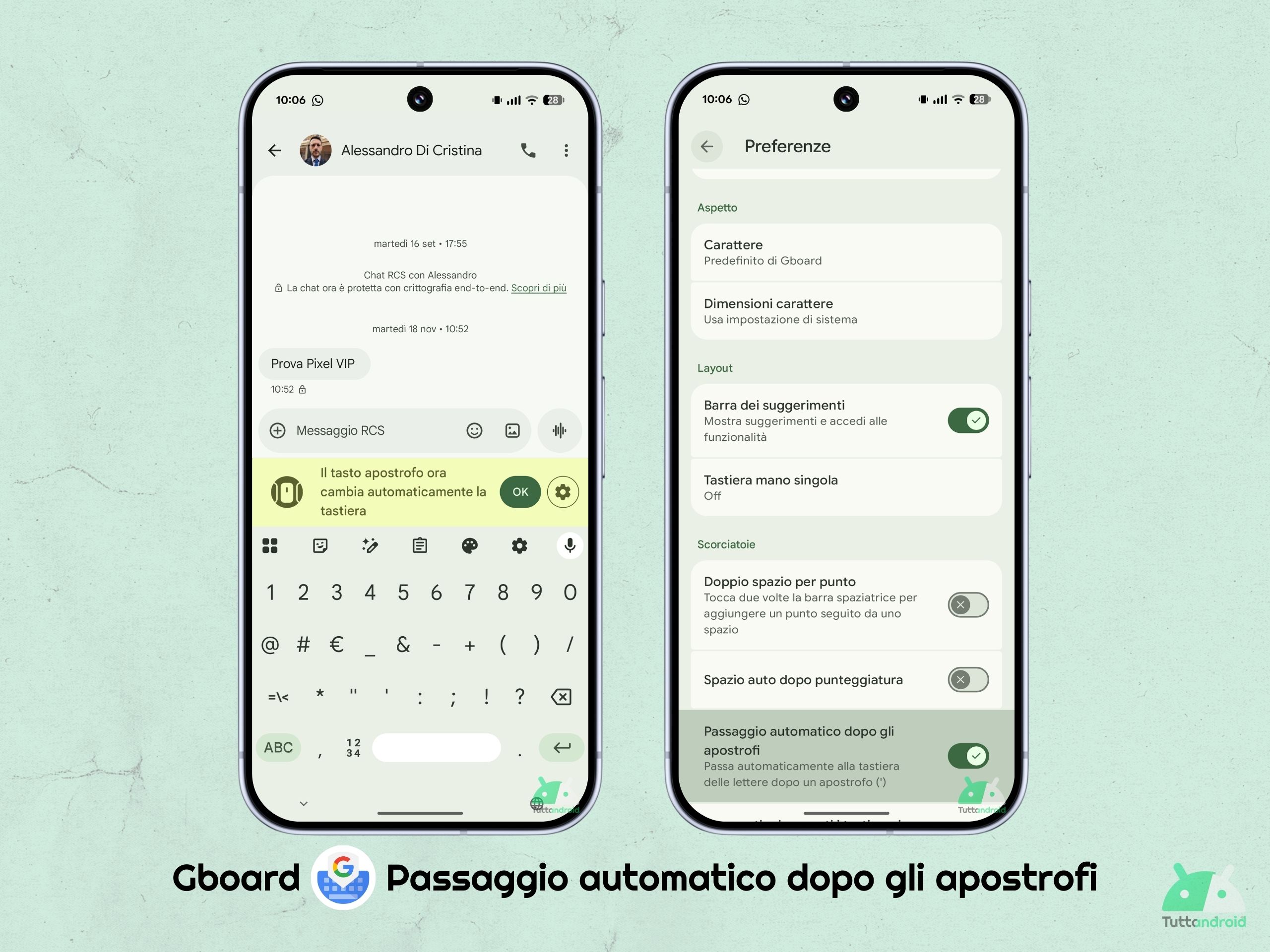 Gboard v16.6.3 beta - Passaggio automatico dopo gli apostrofi
