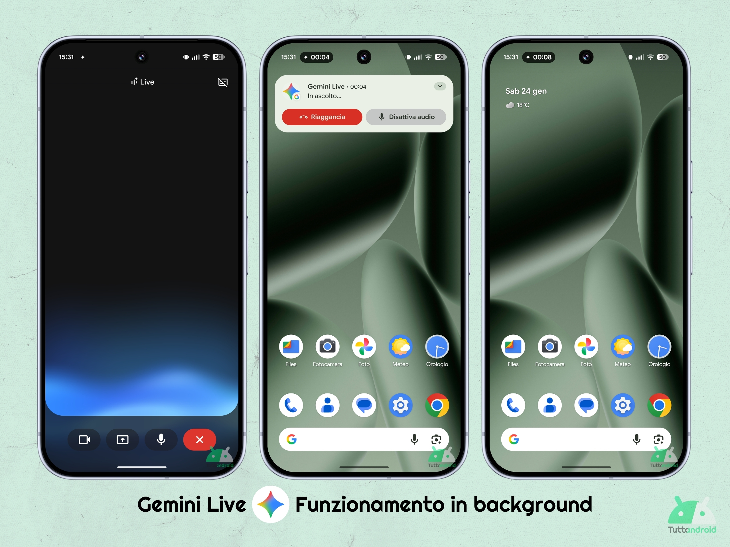 Gemini Live - funzionamento in background fino a gennaio 2026