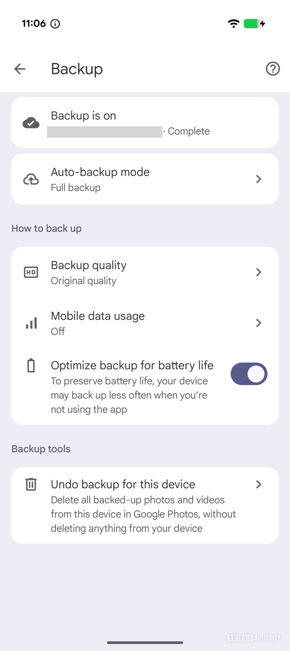 Google Foto v7.59 - Opzione limita backup AA