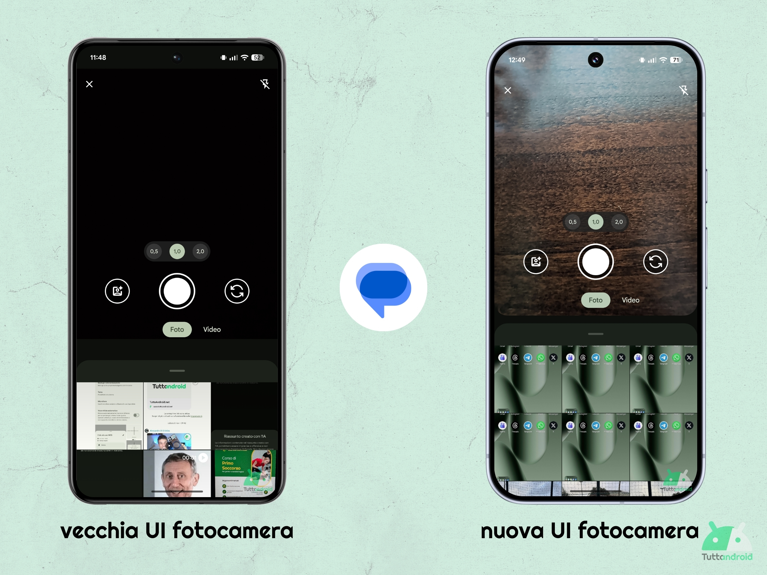 Google Messaggi v20251212 - Nuova UI fotocamera tta