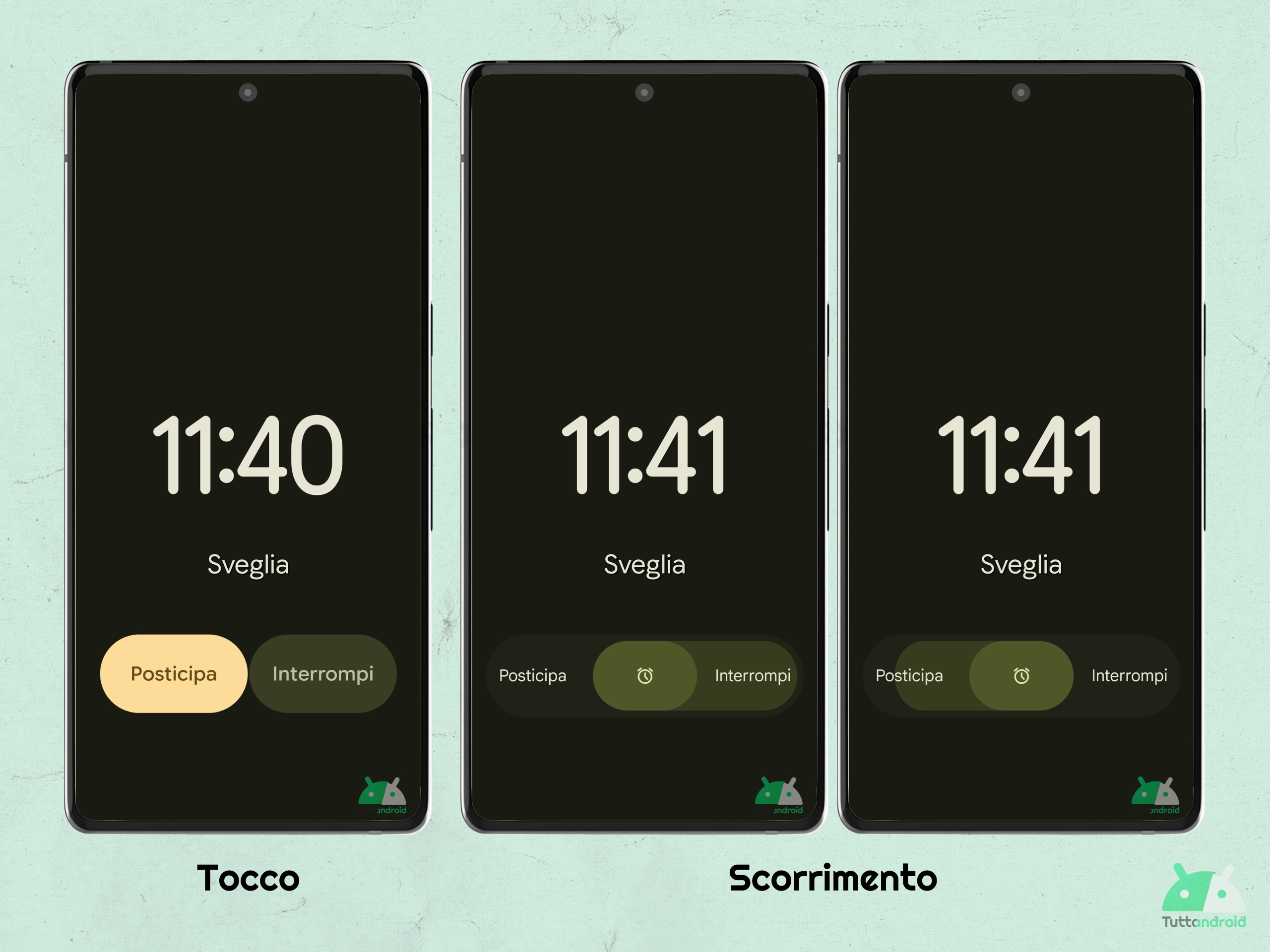 Google Orologio v8.5 - ignora la sveglia tramite Tocco o Scorrimento