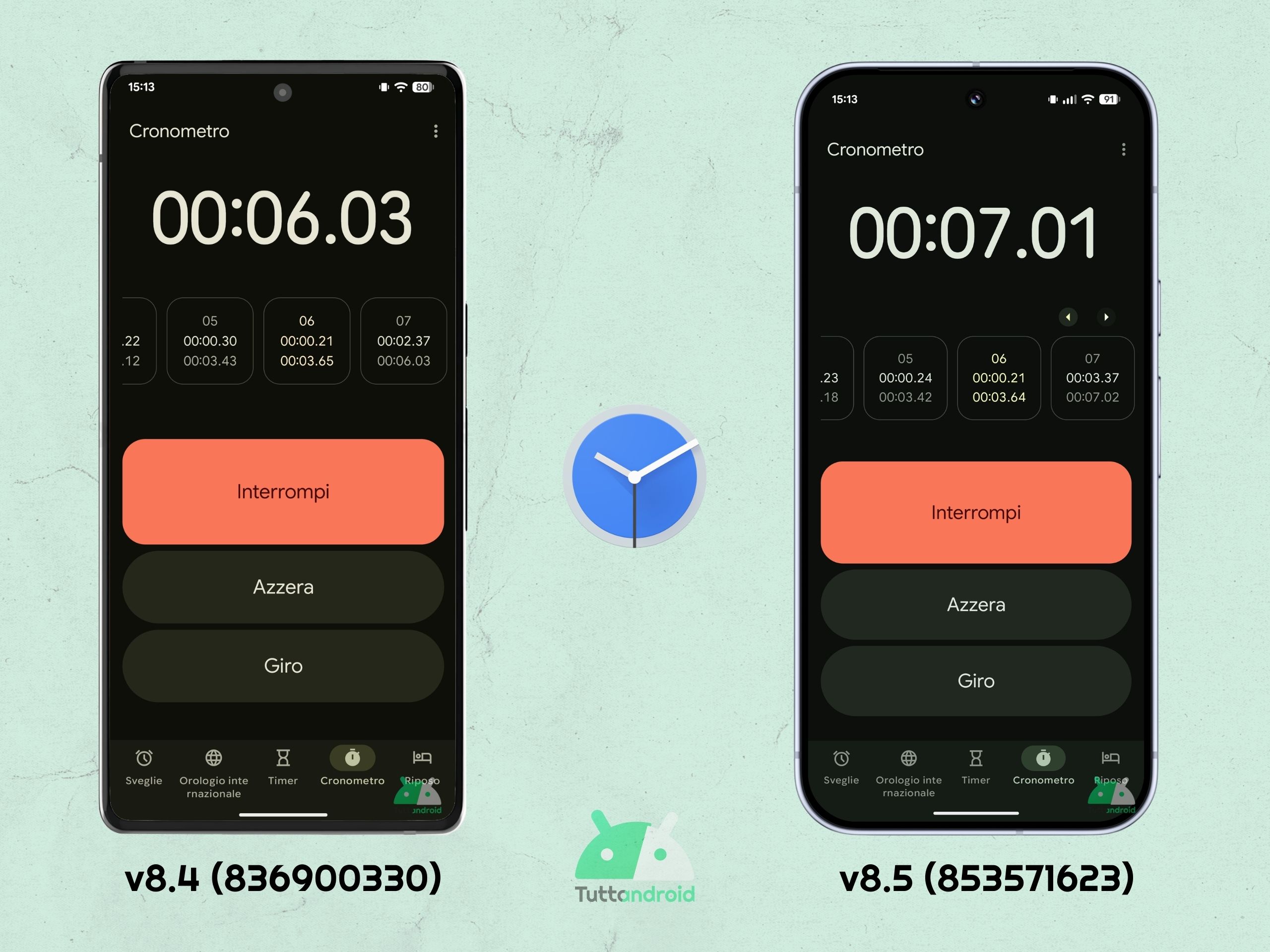 Google Orologio v8.5 - novità - 02 Cronometro