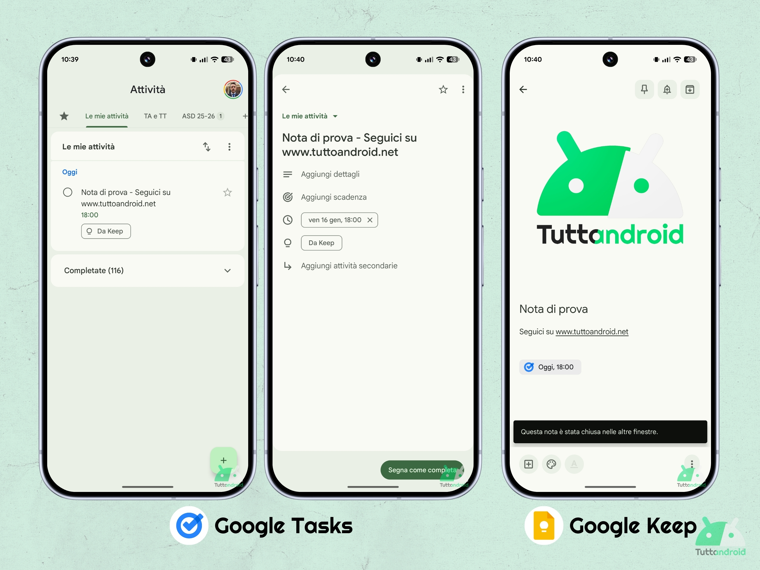 Google Tasks - Promemoria di Google Keep tra le attività