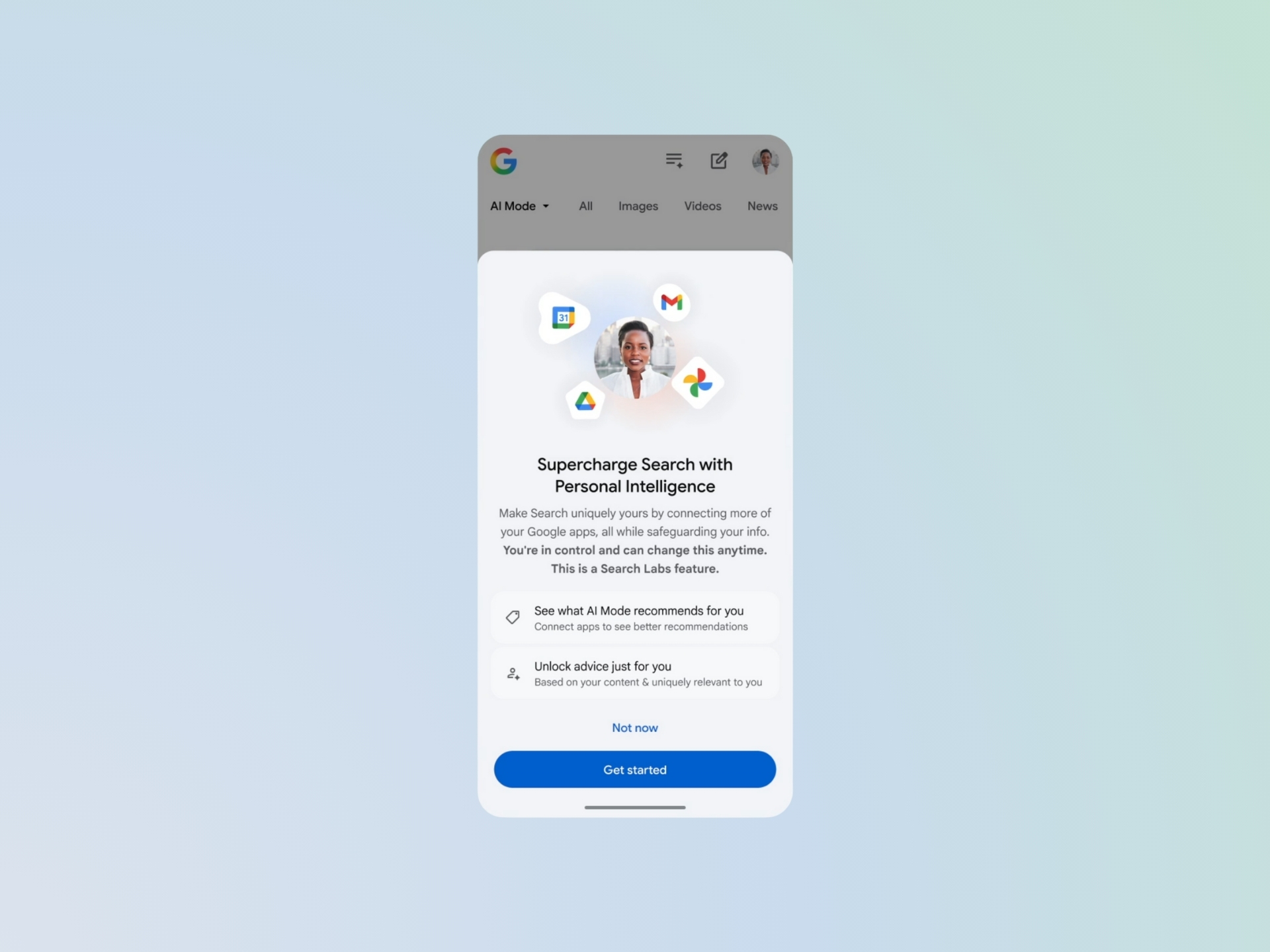 Ricerca Google - Personal Intelligence nella AI Mode Hero