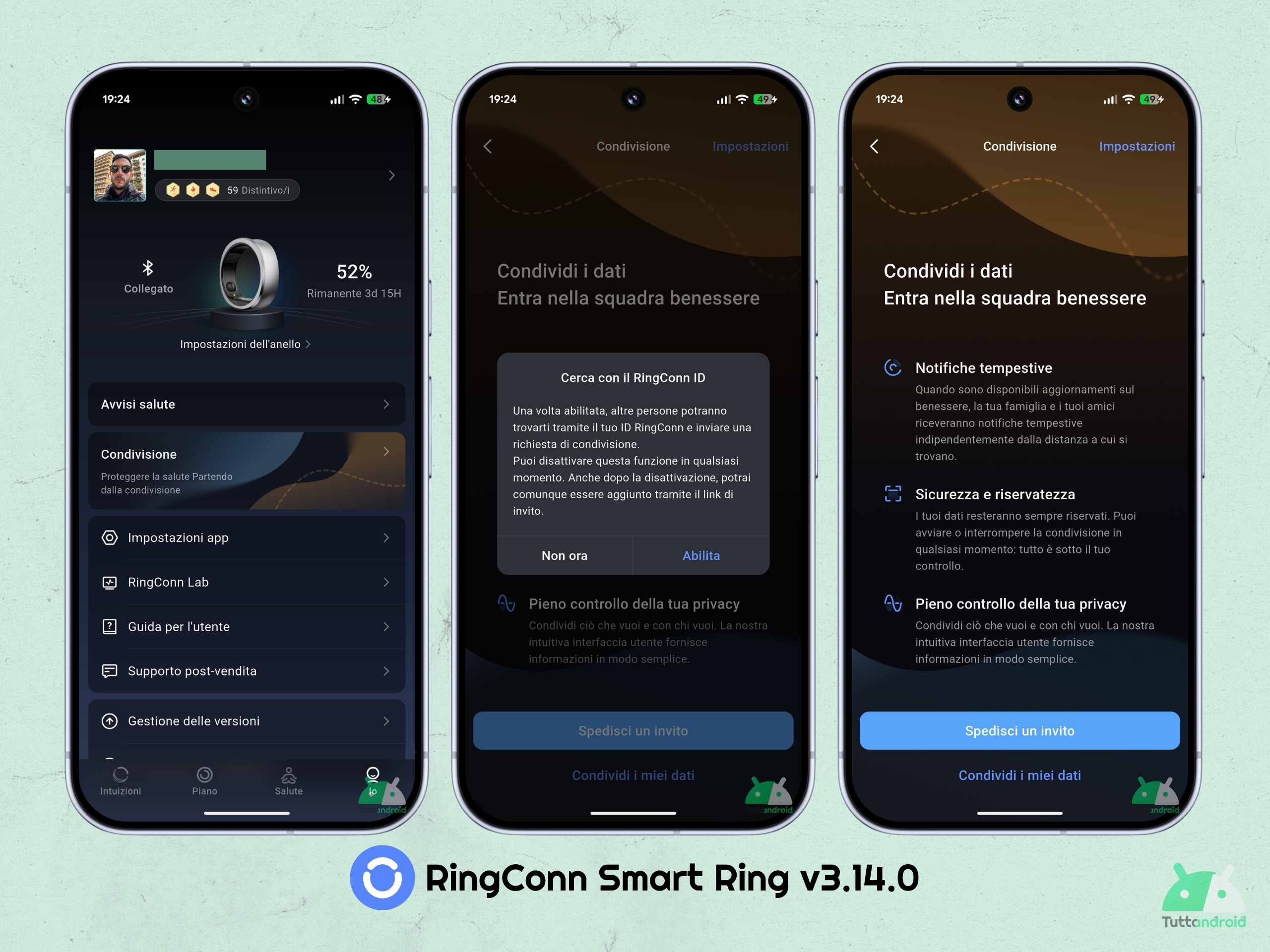 RingConn Smart Ring v3.14.0 - Condivisione dati squadra benessere